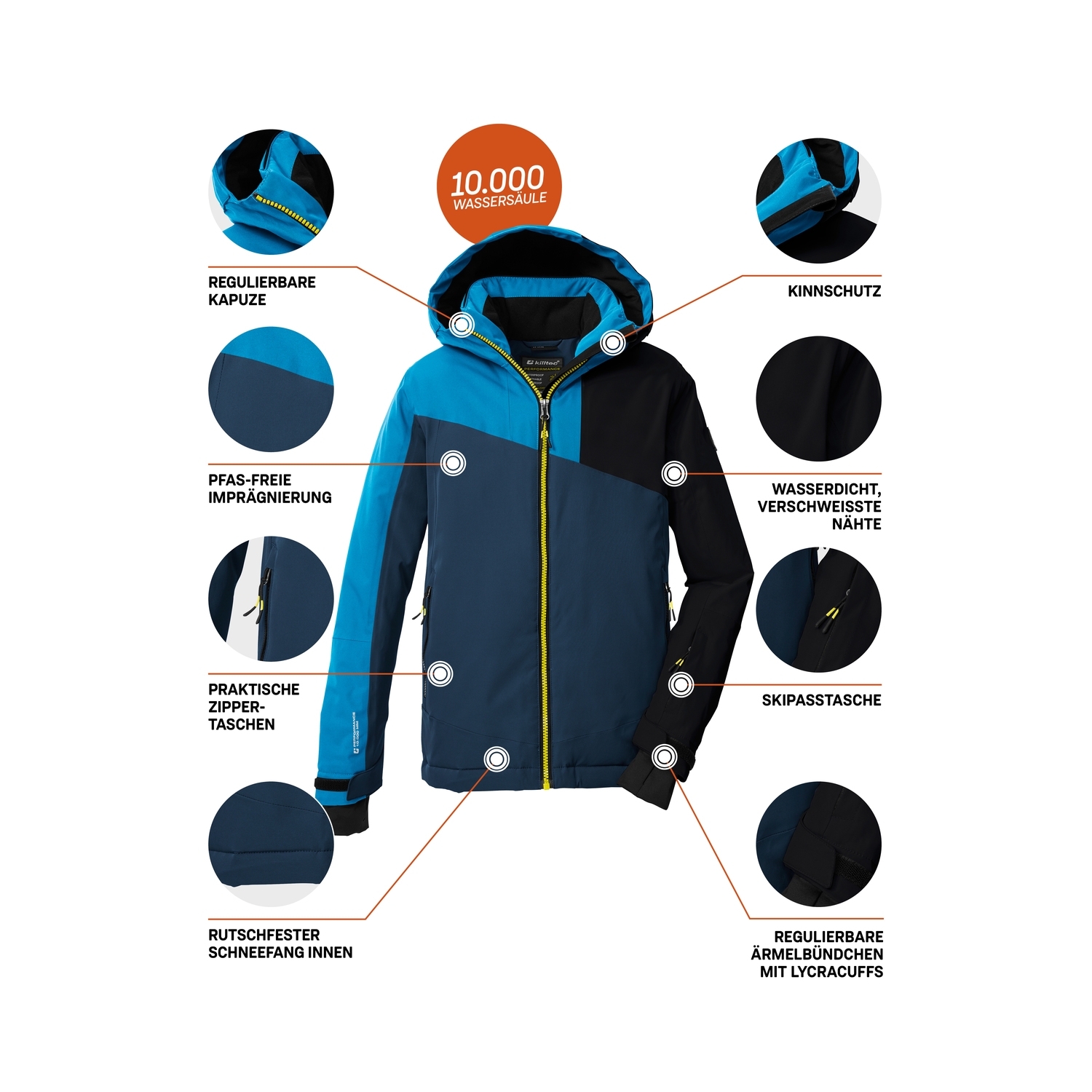 Kinder killtec Blau KSW 192 BYS SKI JCKT 00811 176 Funktionsjacke