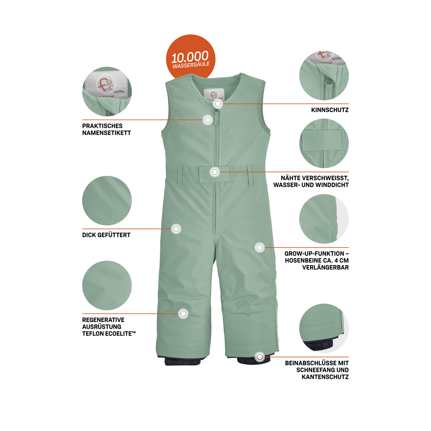 Minis first instinct by killtec Grün FISW 34 MNS SKI PNTS Latzhose