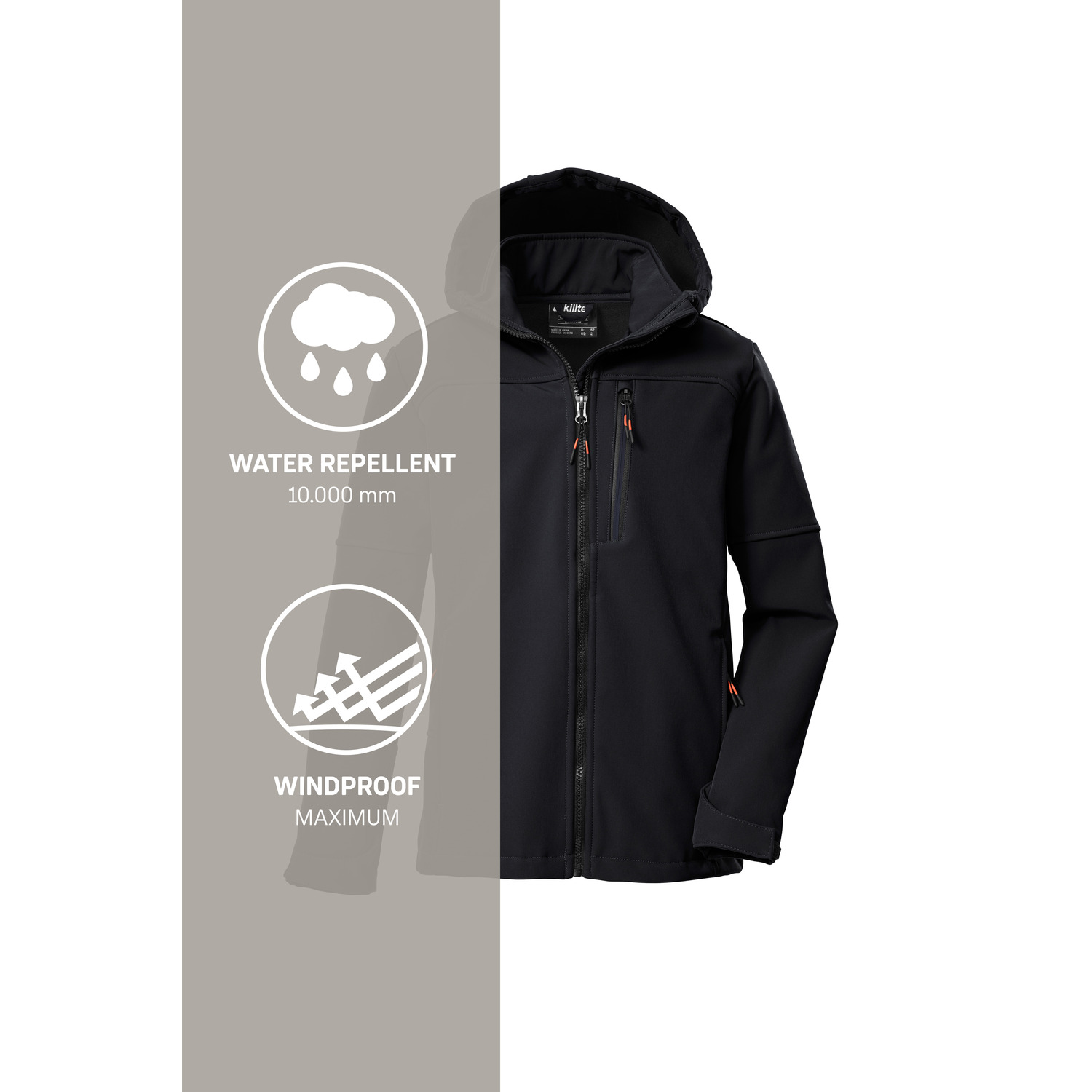 Kinder killtec Schwarz KOW 226 BYS SFTSHLL JCKT Funktionsjacke
