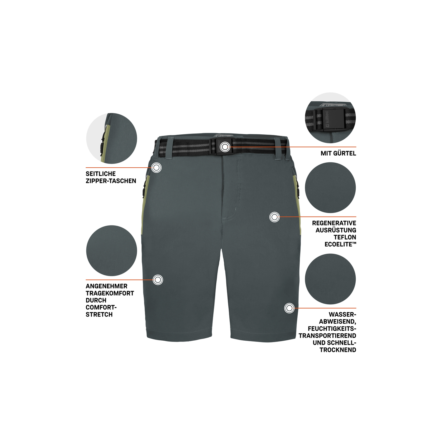 Herren killtec Grün KOS 20 MN BRMDS 00970 60 Bermuda