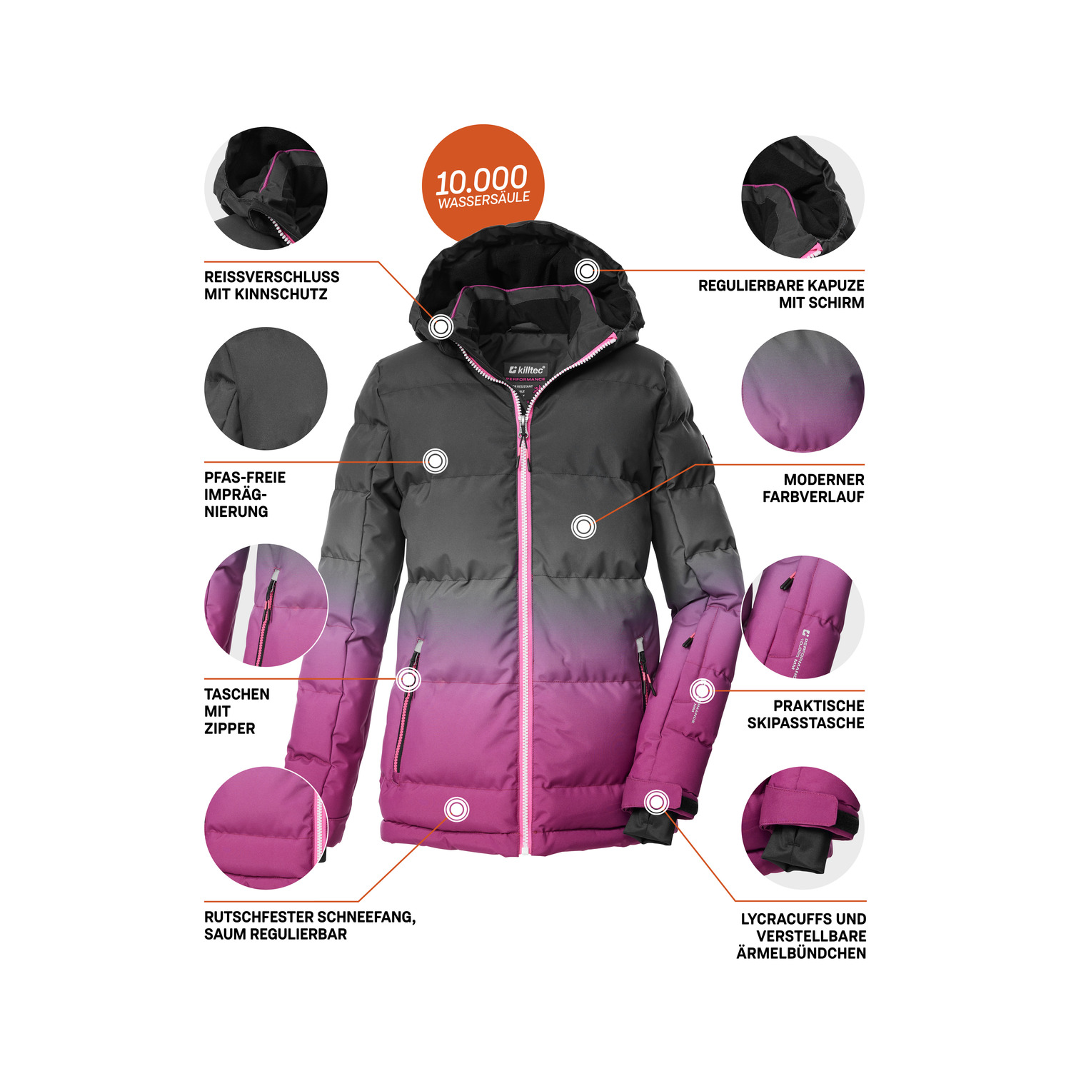 Kinder Mädchen killtec Rose KSW 330 GRLS SKI QLTD JCKT 00498 176 Funktionsjacke