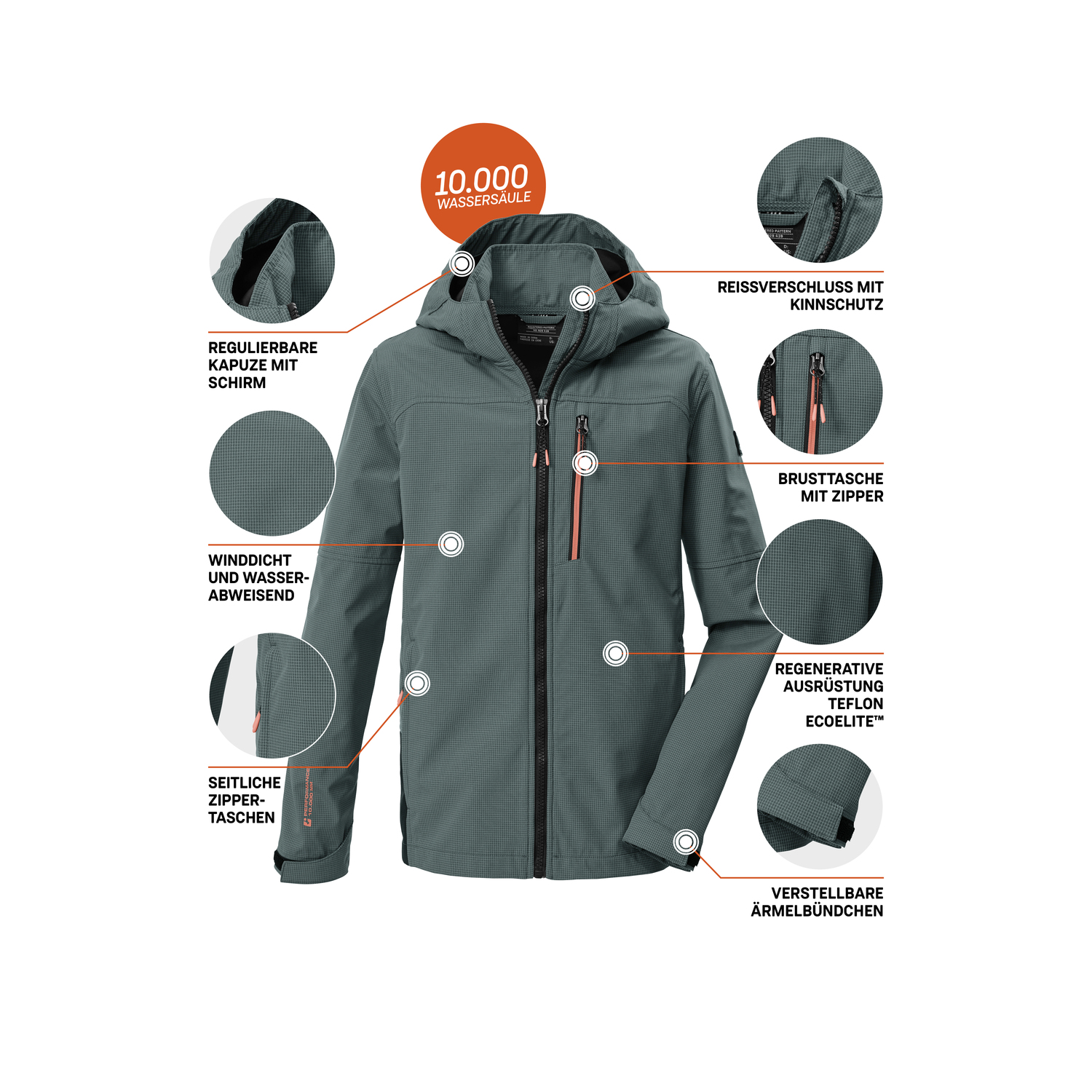 Kinder killtec Grün KOS 143 BYS SFTSHLL JCKT Funktionsjacke