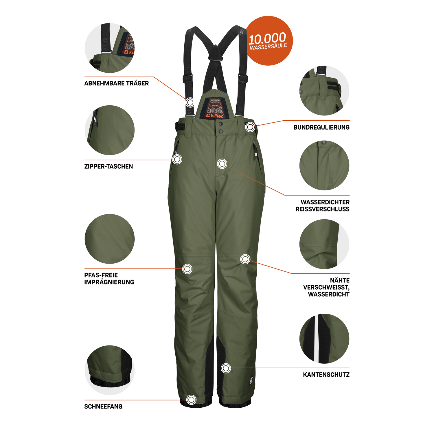 Kinder killtec Oliv KSW 214 BYS SKI PNTS Latzhose