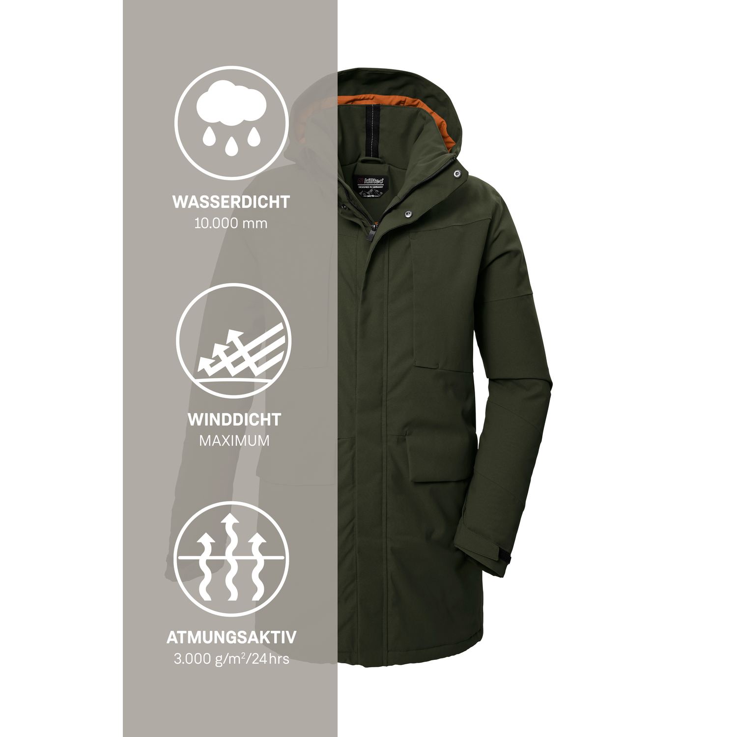Herren killtec Grün KOW 80 MN PRK 00250 XXL Mantel