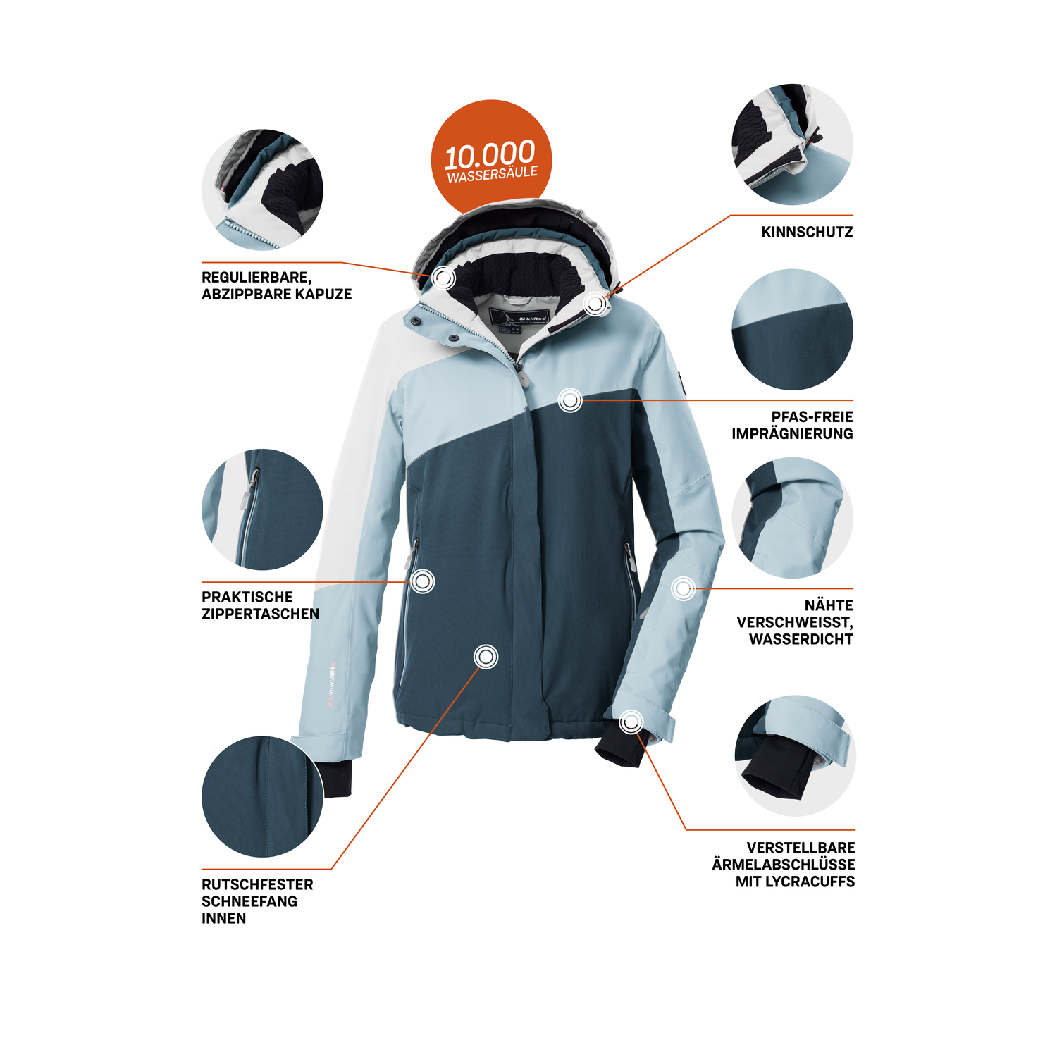 Damen killtec Kristallblau KSW 26 WMN SKI JCKT 00525 54 Funktionsjacke