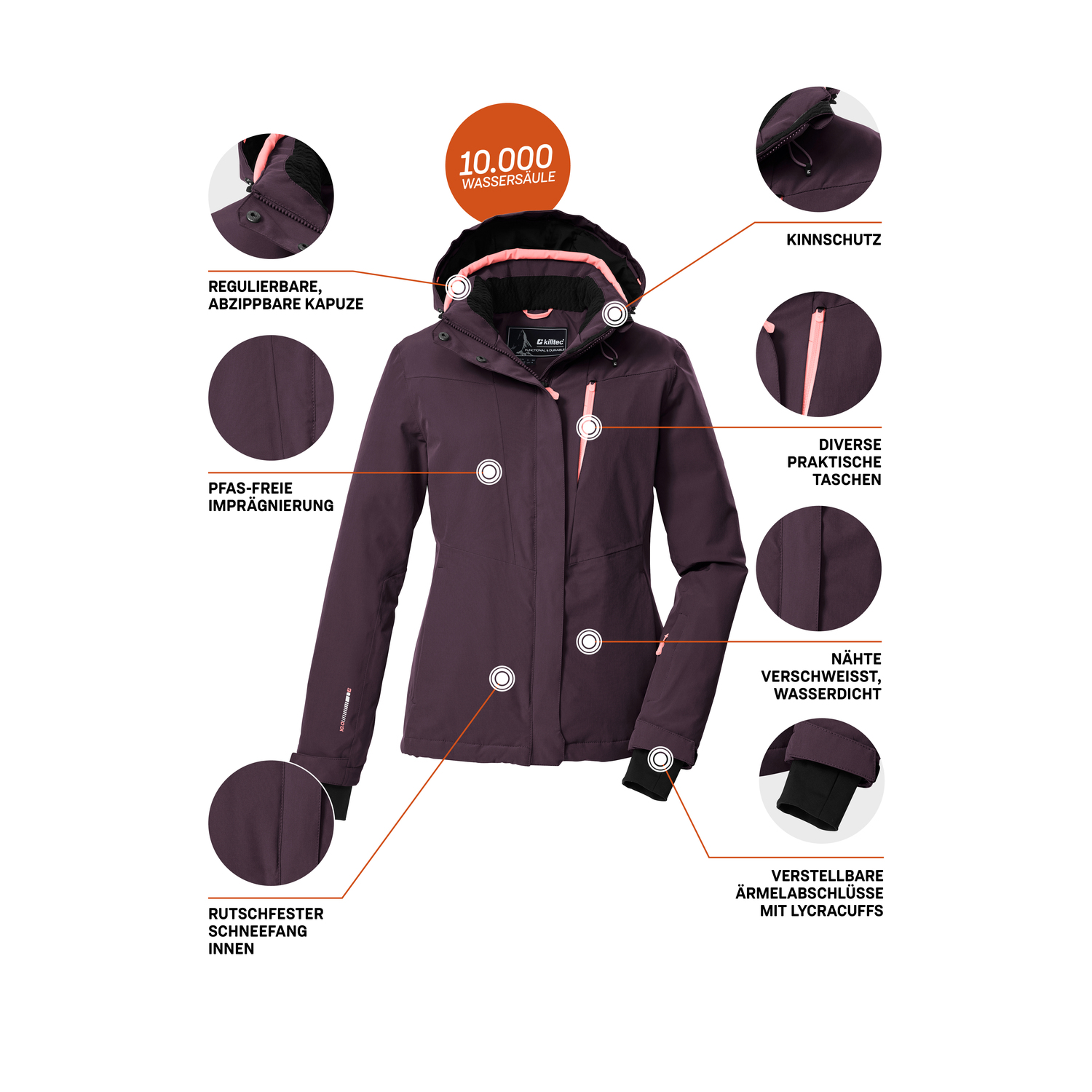 Damen killtec Pflaume KSW 25 WMN SKI JCKT 00439 50 Funktionsjacke