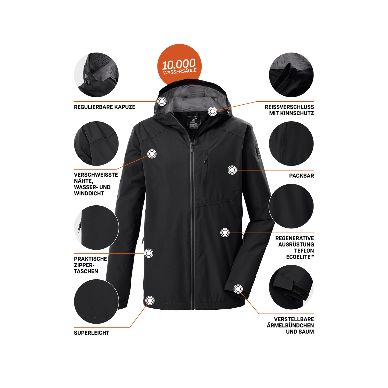 Herren killtec Schwarz KOS 56 MN JCKT Funktionsjacke