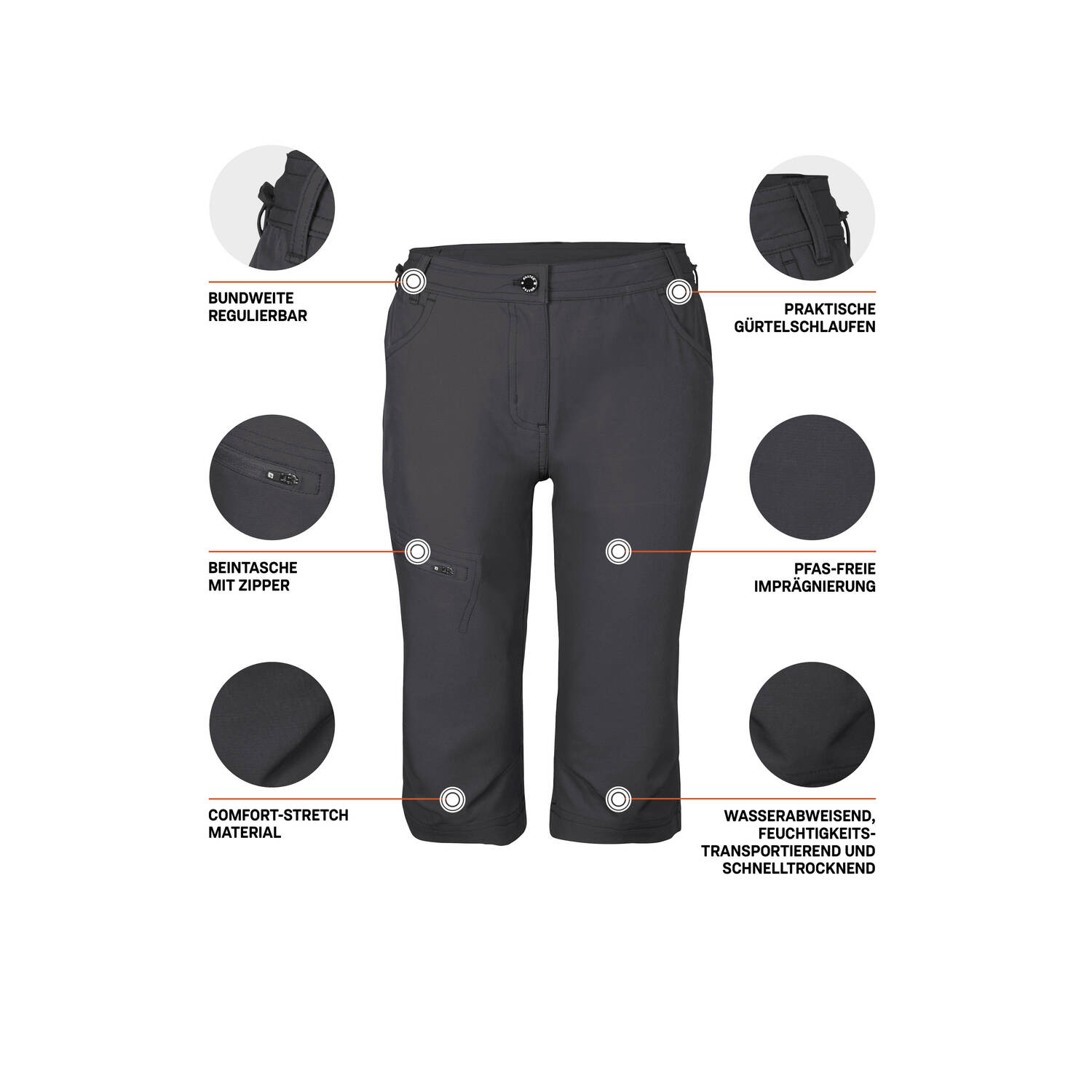 Damen killtec Anthrazit KOS 4 WMN PNTS 00203 54 Caprihose