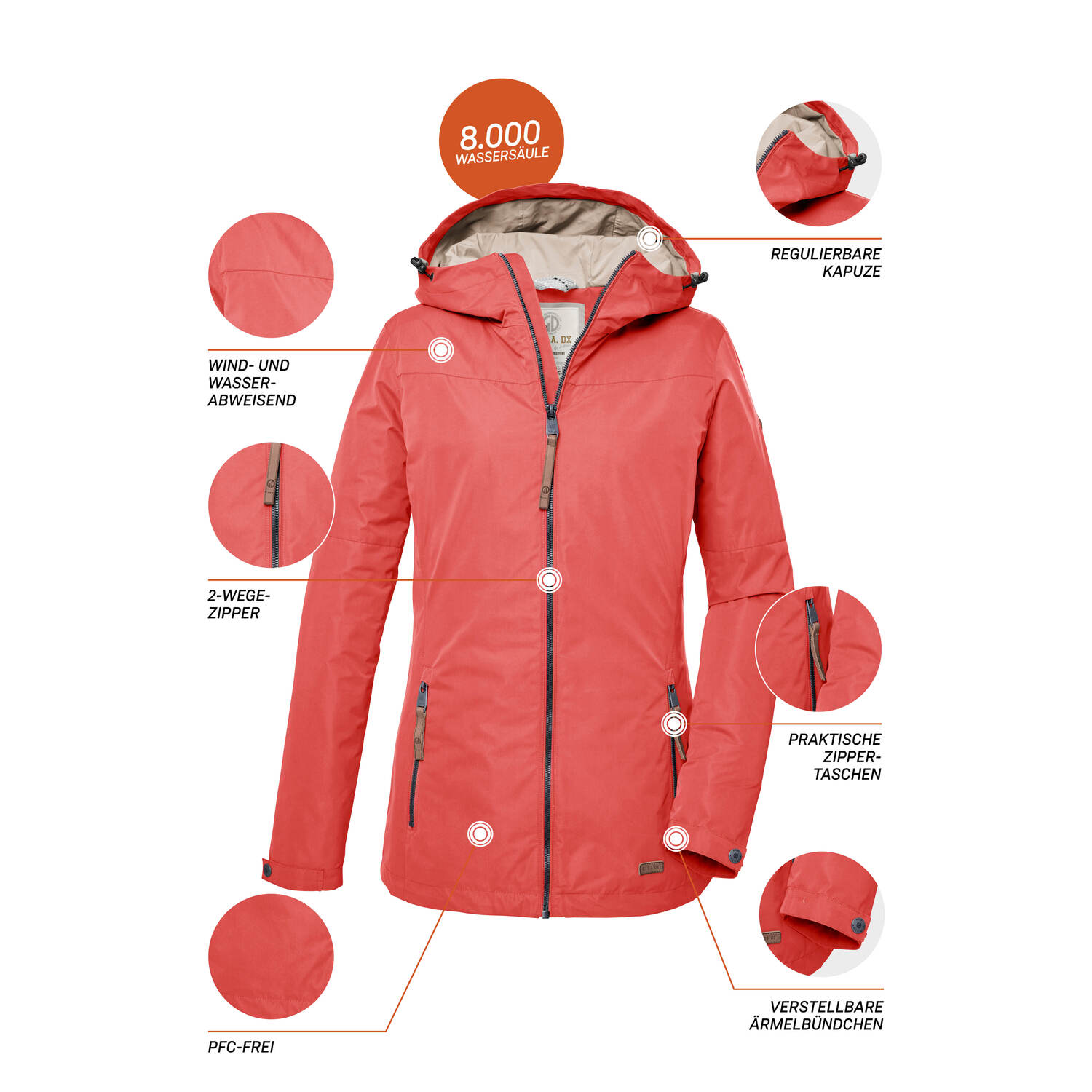Damen G.I.G.A. DX by killtec Dunkelorange GS 18 WMN JCKT 00466 50 Funktionsjacke