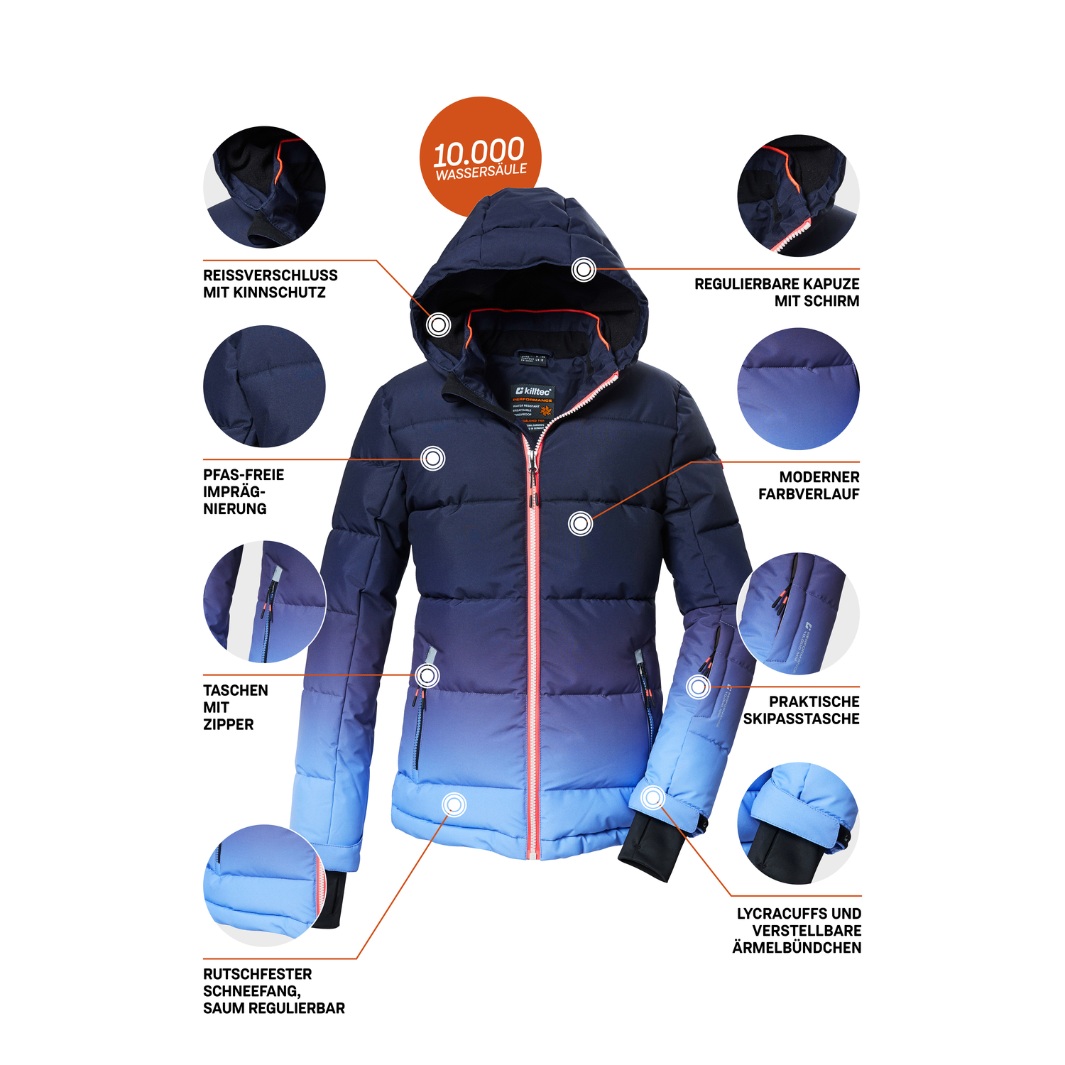 Kinder Mädchen killtec Blau KSW 330 GRLS SKI QLTD JCKT 00859 176 Funktionsjacke