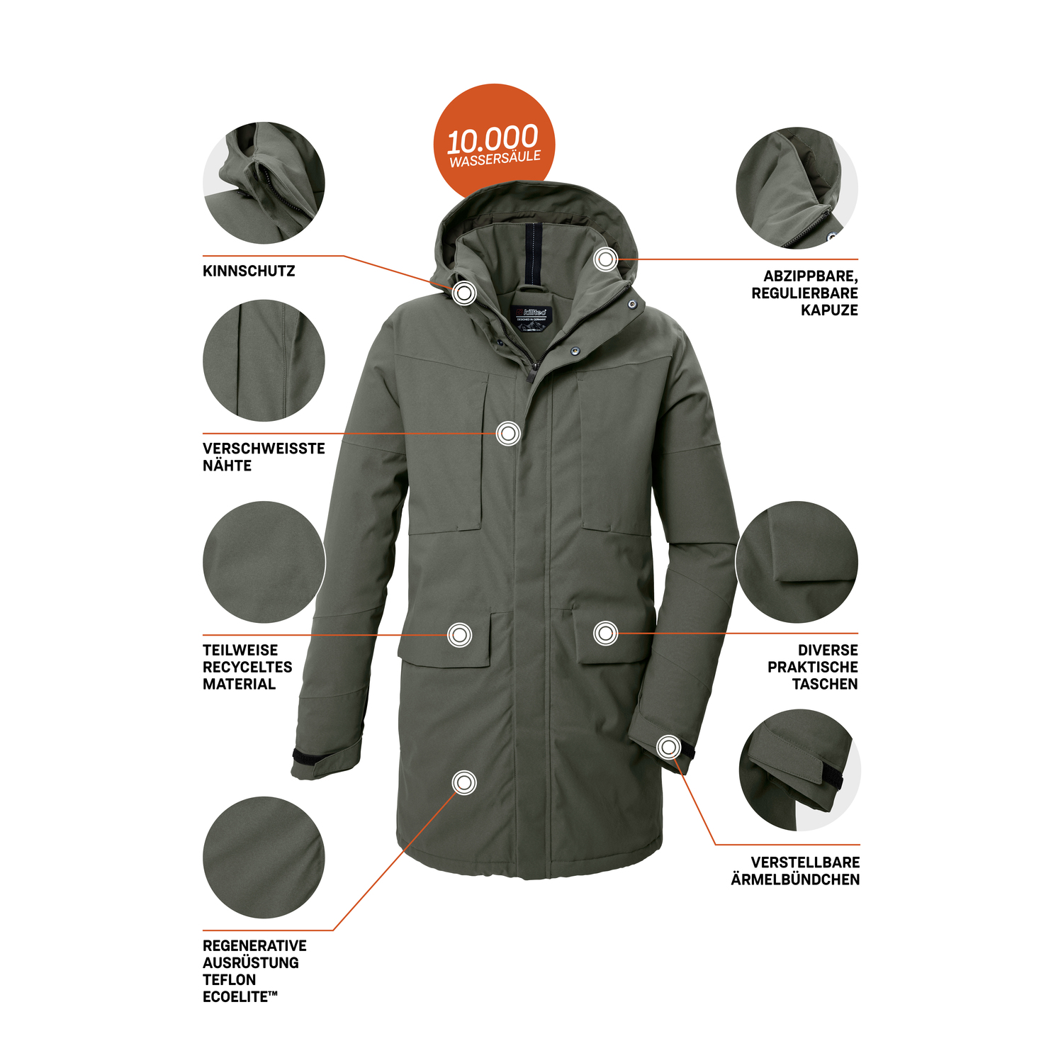 Herren killtec Oliv KOW 80 MN PRK Mantel
