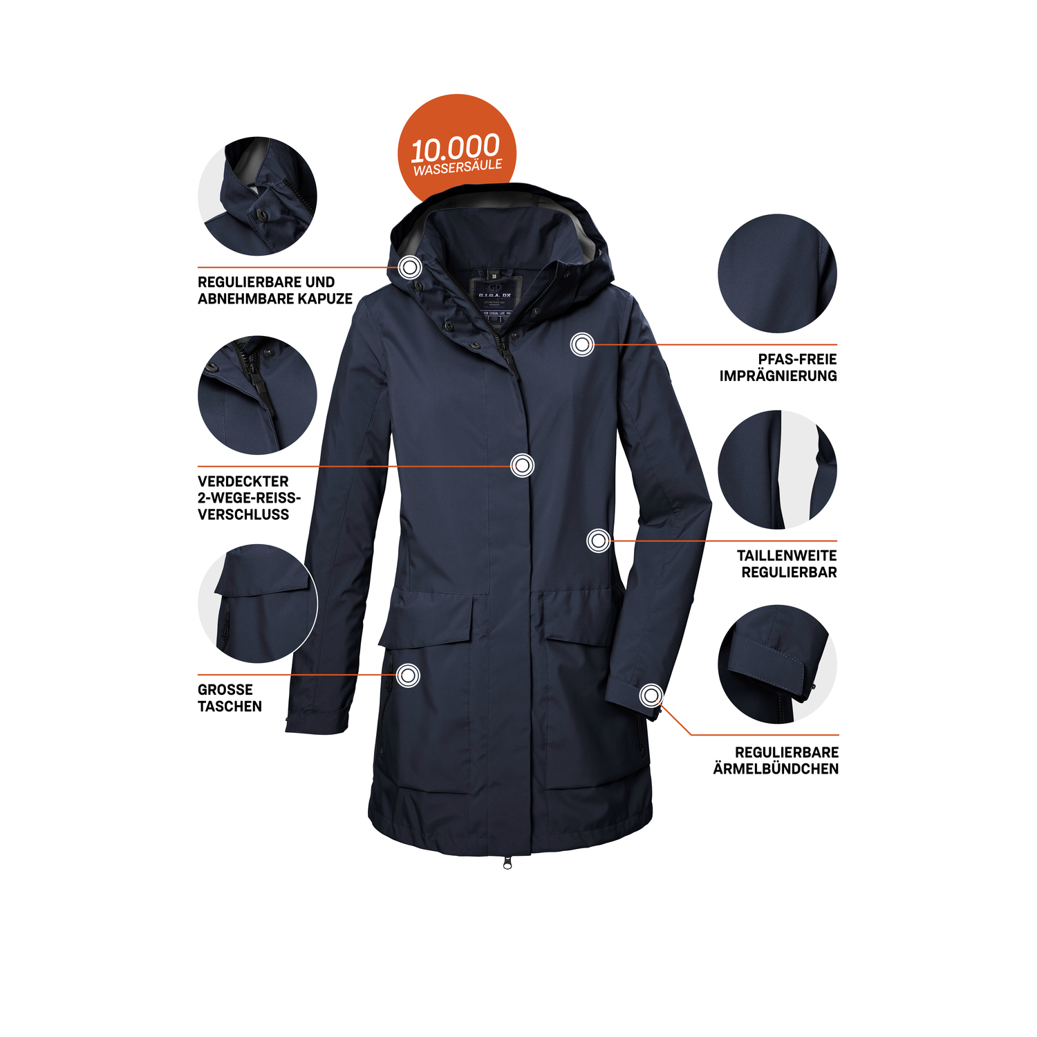 Damen G.I.G.A. DX by killtec Blau GS 95 WMN SFTSHLL PRK 00814 50 Mantel