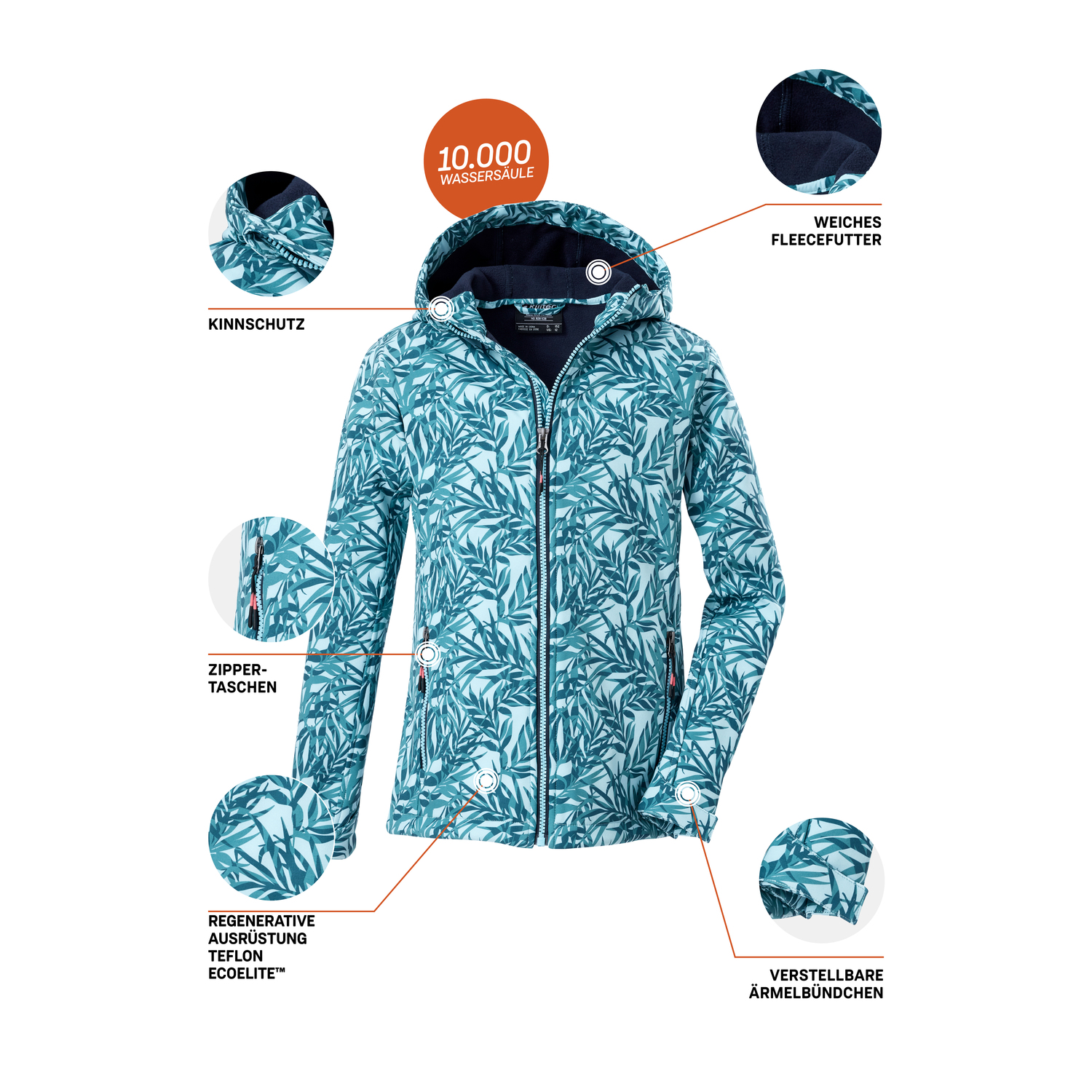 Mädchen Kinder killtec Grün Print Funktionsjacke