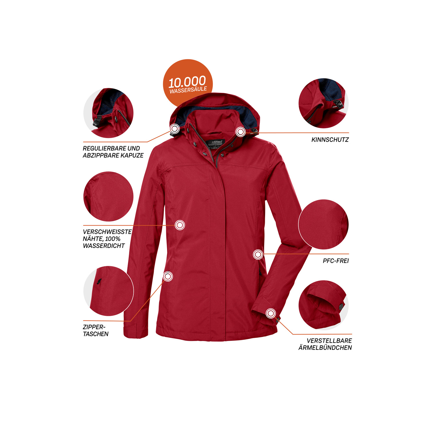 Damen killtec Rot KOS 42 WMN JCKT 00400 50 Funktionsjacke