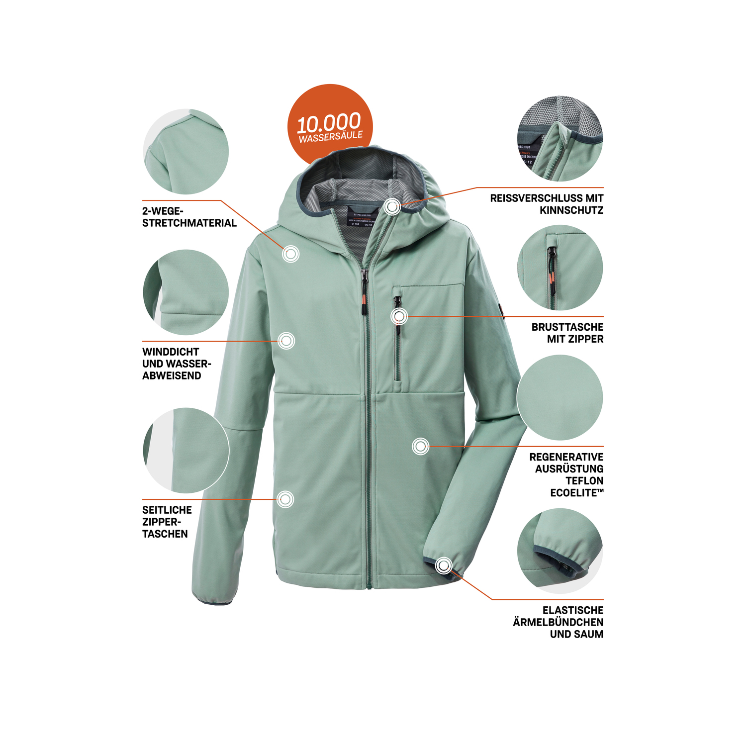 Kinder killtec Grün KOS 124 BYS SFTSHLL JCKT 00737 176 Funktionsjacke