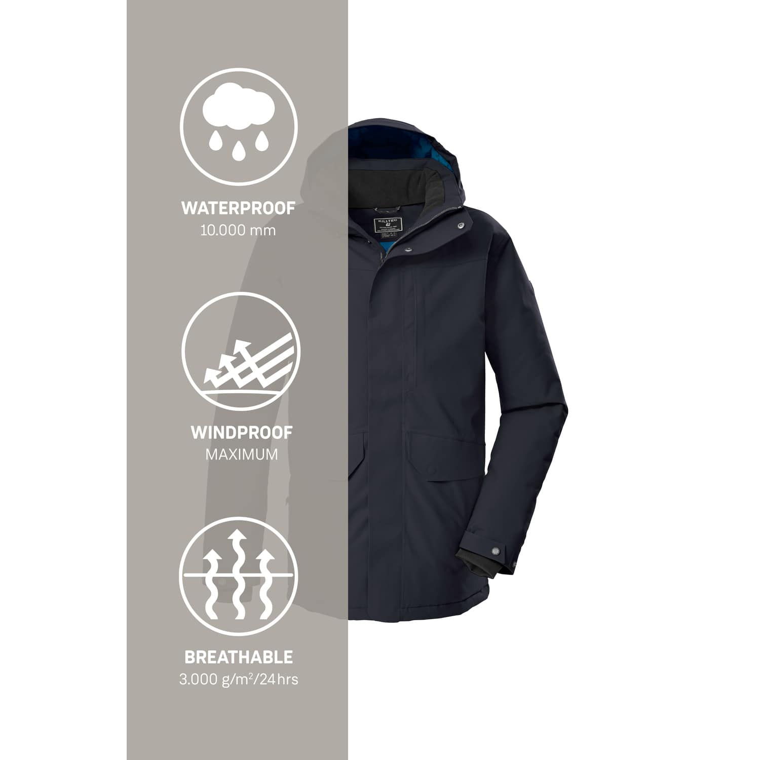 Herren killtec Schwarz KOW 85 MN PRK Mantel