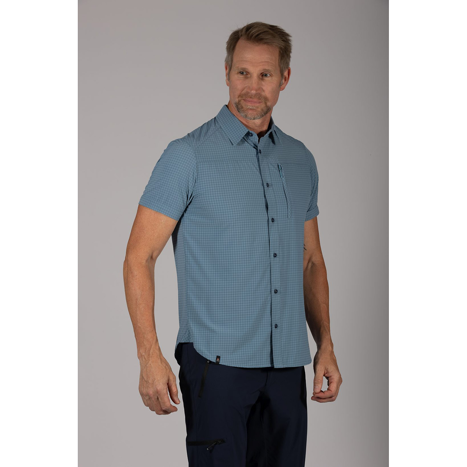 Herren Maul Sport Hellblau Veniv 4XT - 1/2 Hemd karo elas 79 48 Hemd