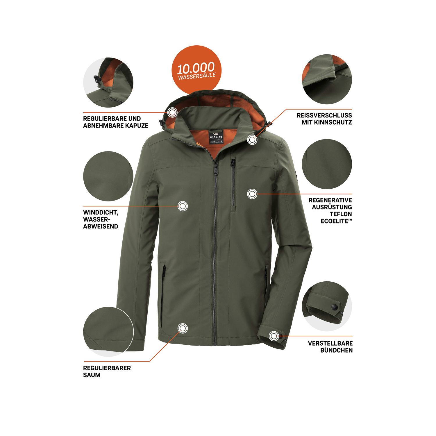 Herren G.I.G.A. DX by killtec Oliv GS 108 MN SFTSHLL JCKT 00717 4XL Funktionsjacke