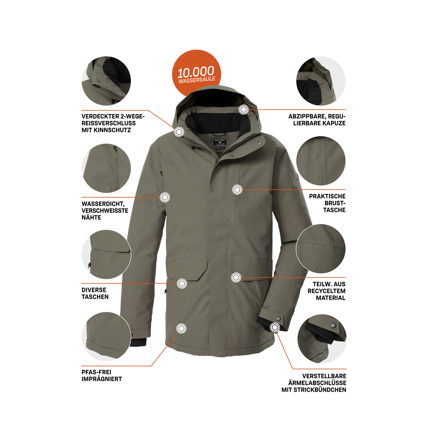 Herren killtec Oliv KOW 85 MN PRK Mantel