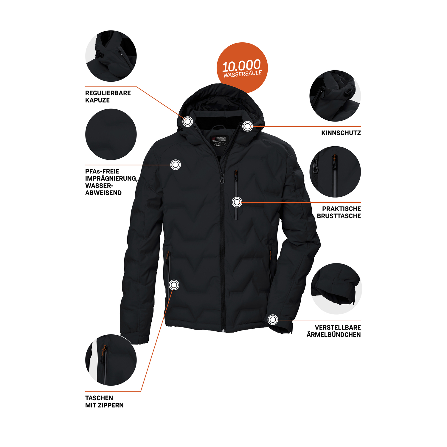 Herren killtec Schwarz KOW 60 MN QLTD JCKT 00200 4XL Funktionsjacke