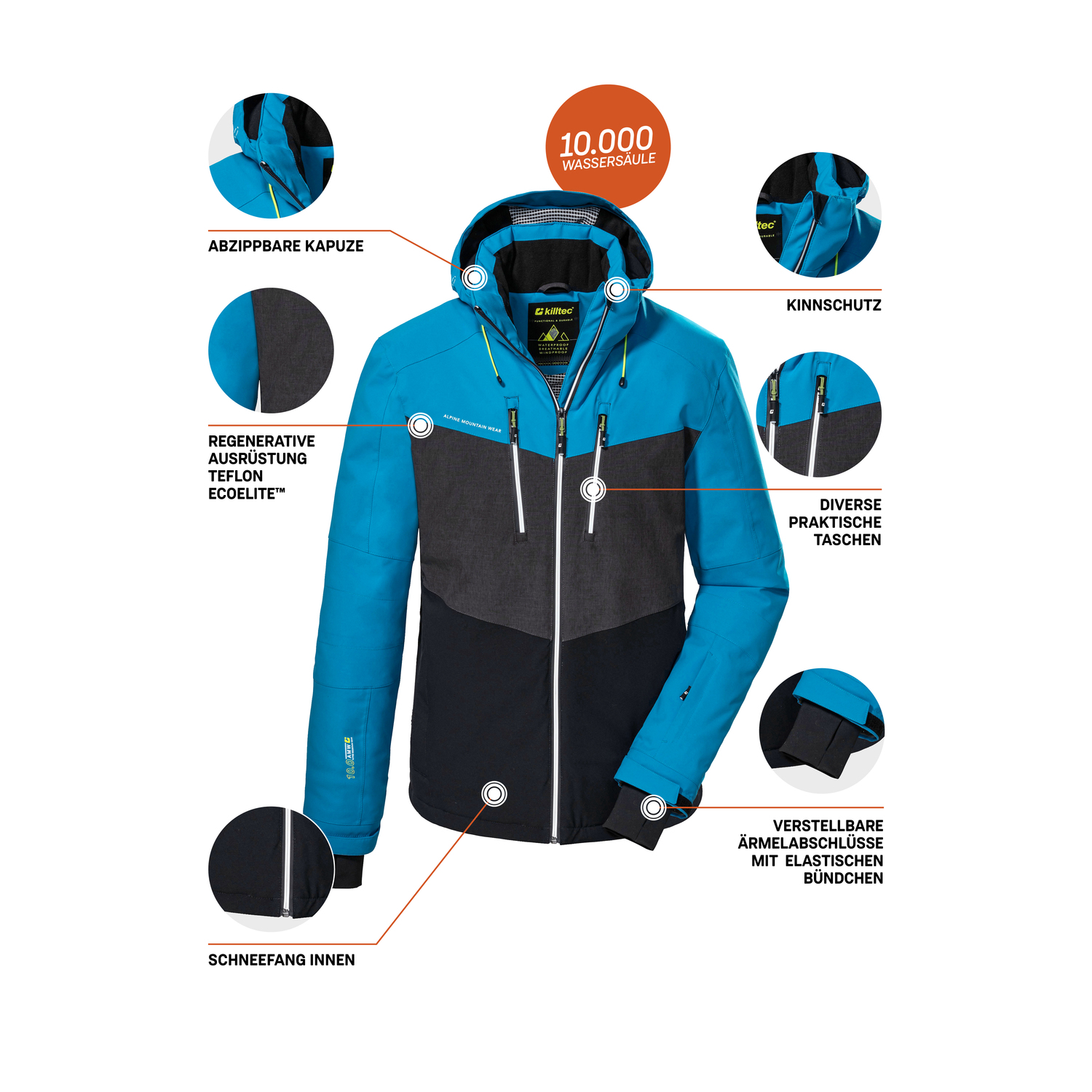 Herren killtec Blau KSW 45 MN SKI JCKT 00269 4XL Funktionsjacke