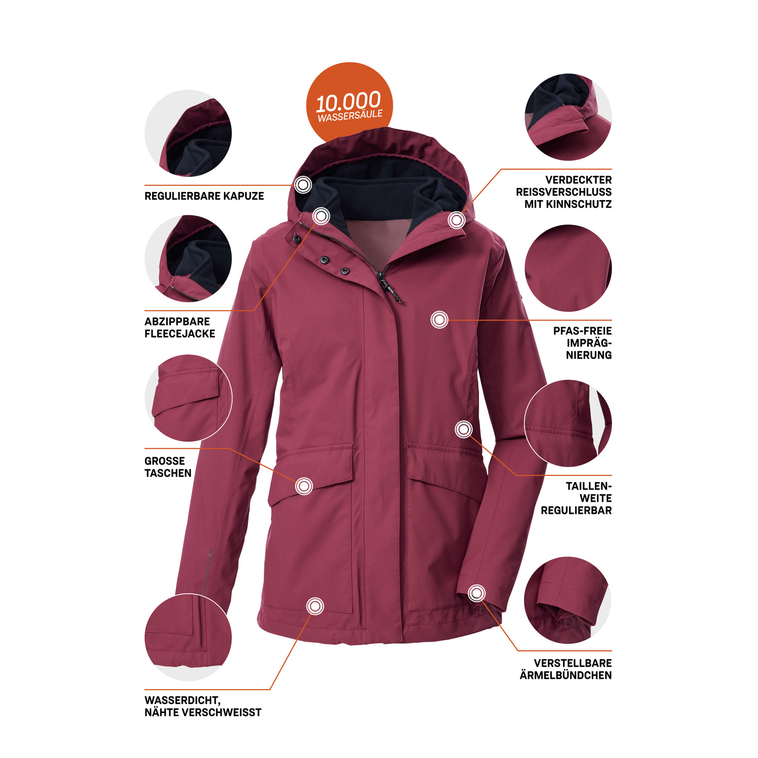 Damen killtec killtec Pflaume KOW 189 WMN JCKT 00458 50 Doppeljacke