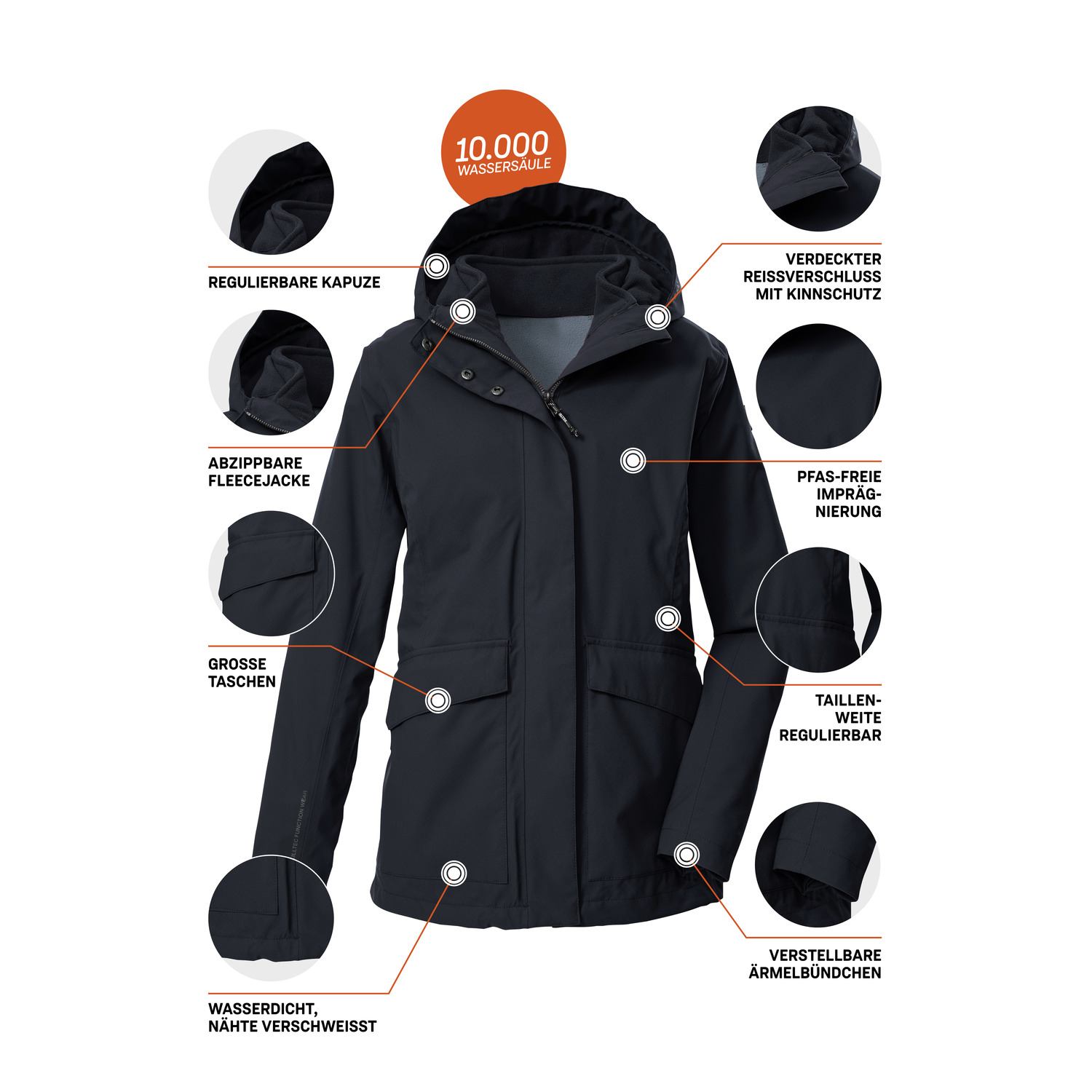 Damen killtec killtec Schwarz KOW 189 WMN JCKT 00269 50 Doppeljacke