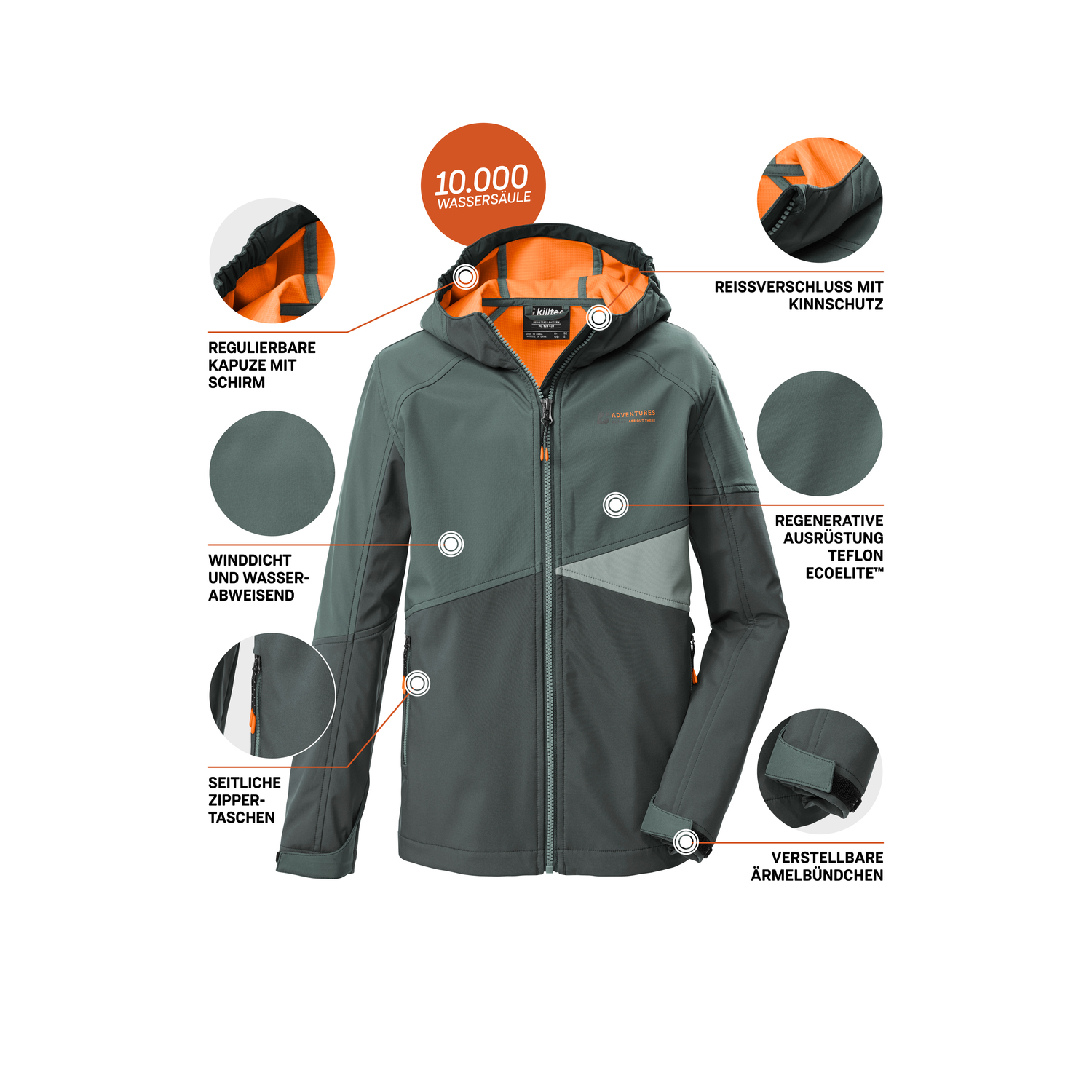 Kinder killtec Grün KOS 142 BYS SFTSHLL JCKT Funktionsjacke