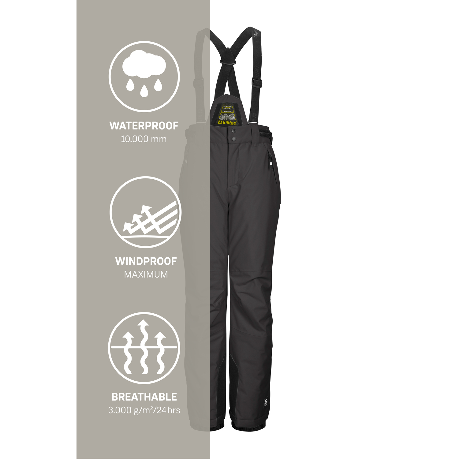 Kinder killtec Steingrau KSW 214 BYS SKI PNTS 00266 176 Latzhose