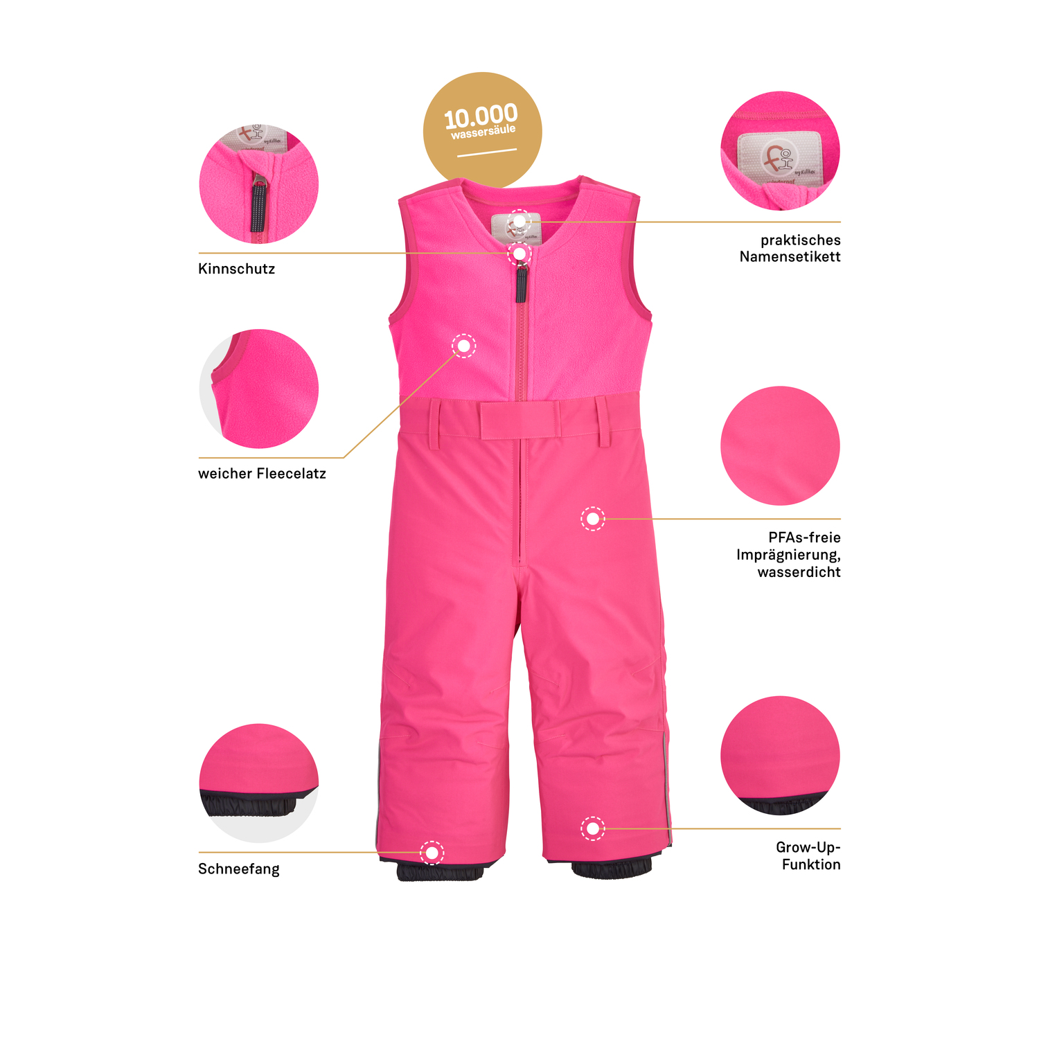 Minis first instinct by killtec Pink FISW 34 MNS SKI PNTS 00417 122/8 Latzhose