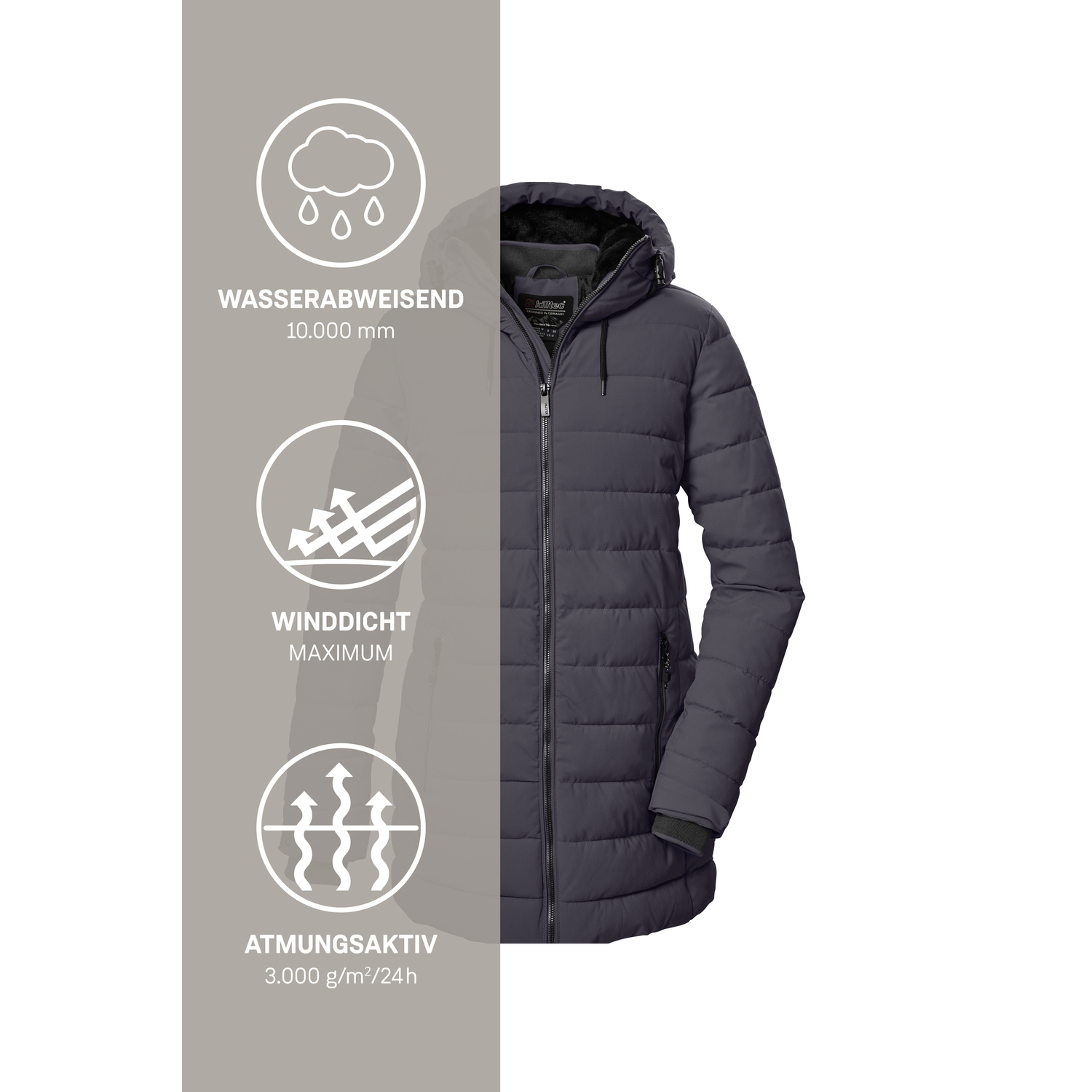 Damen killtec Silber KOW 55 WMN QLTD PRK 00890 50 Mantel