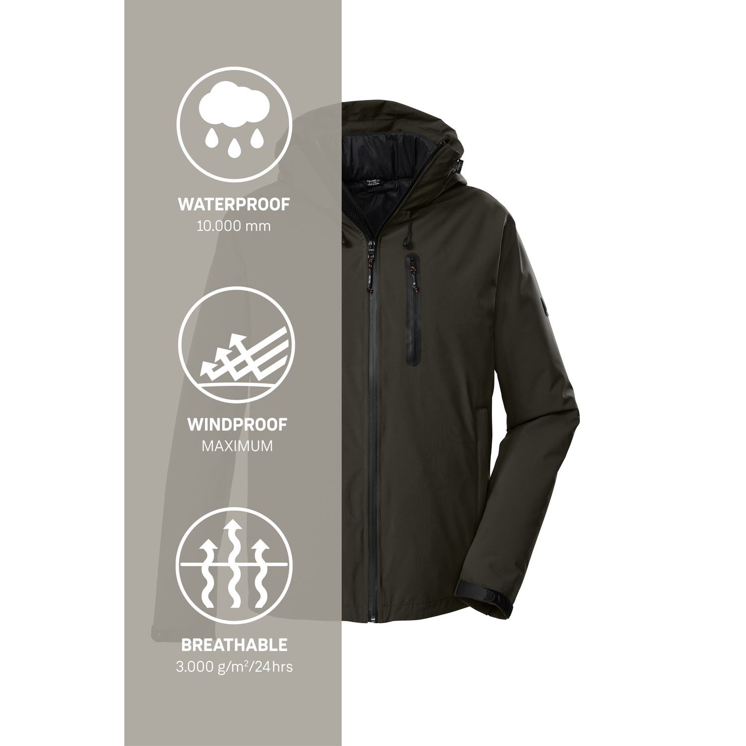 Herren killtec Dunkeloliv KOW 95 MN JCKT Doppeljacke