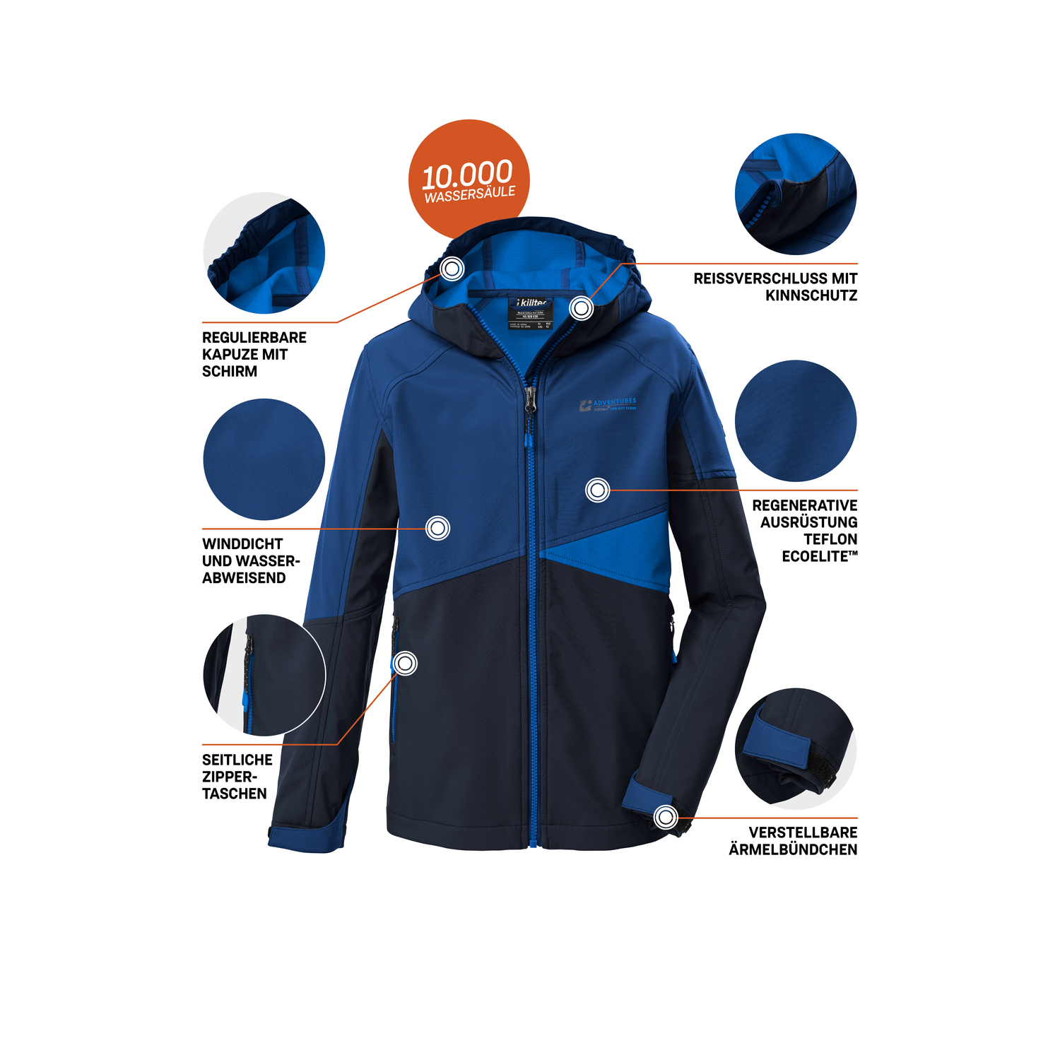 Kinder killtec Blau KOS 142 BYS SFTSHLL JCKT 00530 176 Funktionsjacke