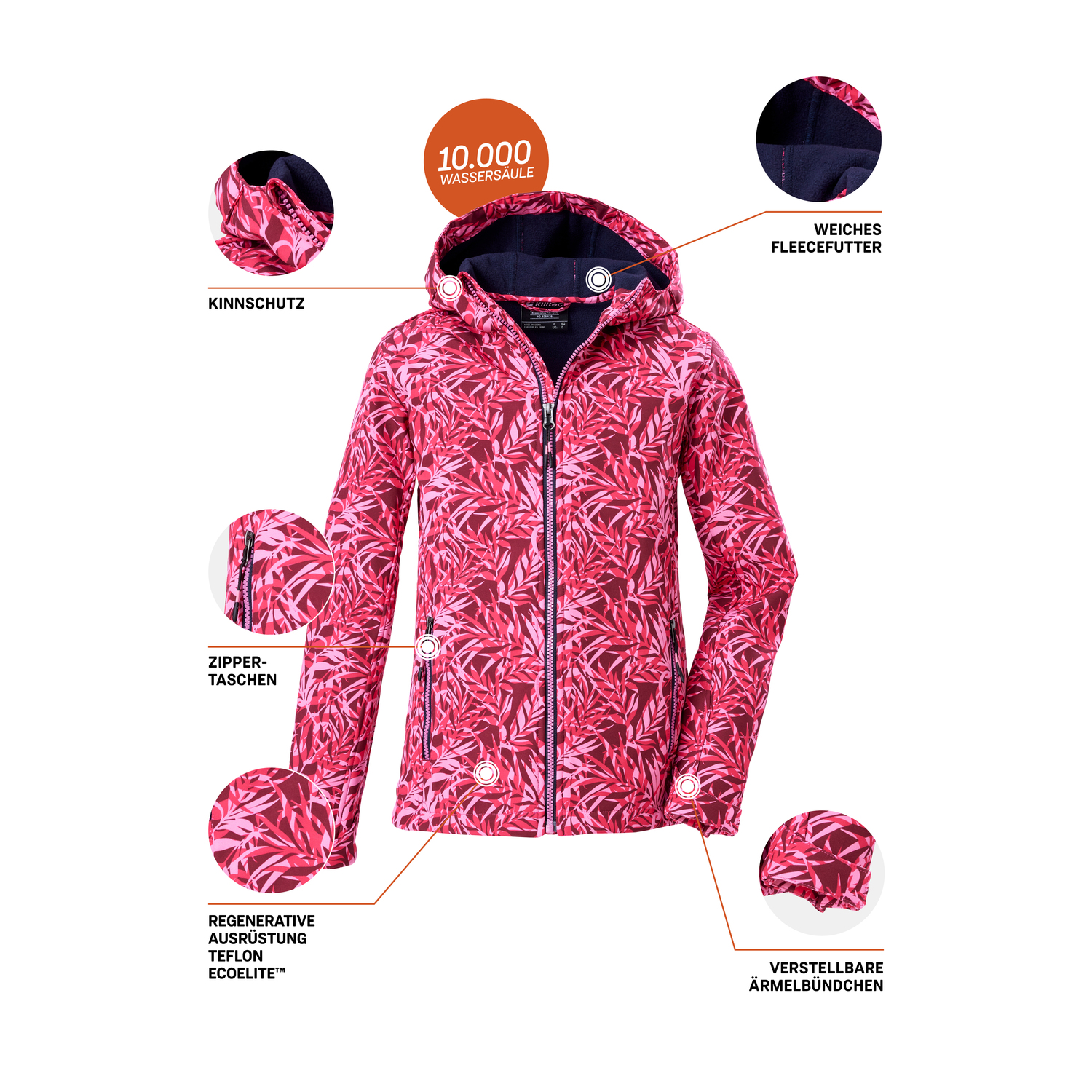 Mädchen Kinder killtec Rose Print Funktionsjacke