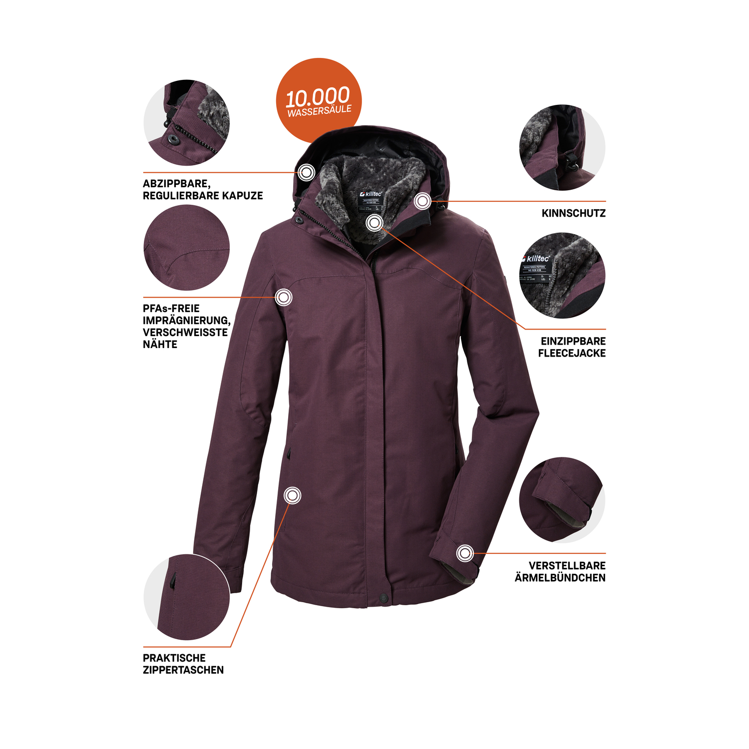 Damen killtec Pflaume KOW 303 WMN JCKT 00439 50 Doppeljacke