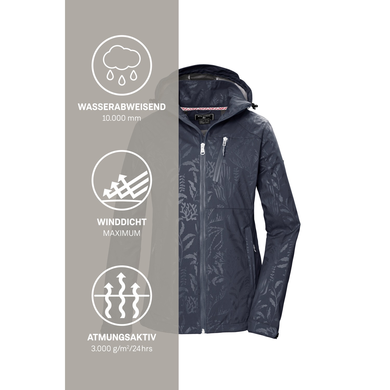 Damen killtec Blau KOS 122 WMN SFTSHLL JCKT FLORA 00830 50 Funktionsjacke