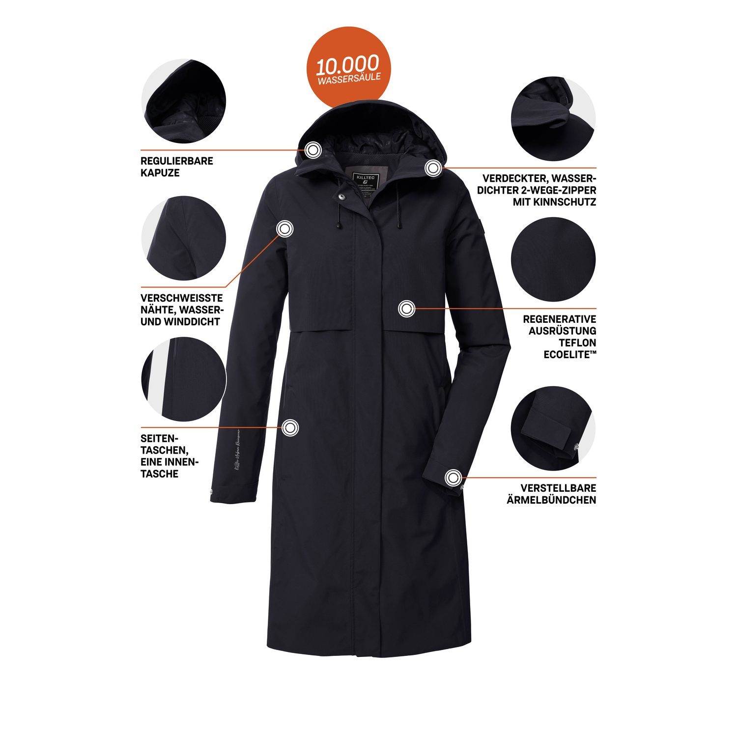 Damen killtec Schwarz KOS 46 WMN PRK Funktionsjacke