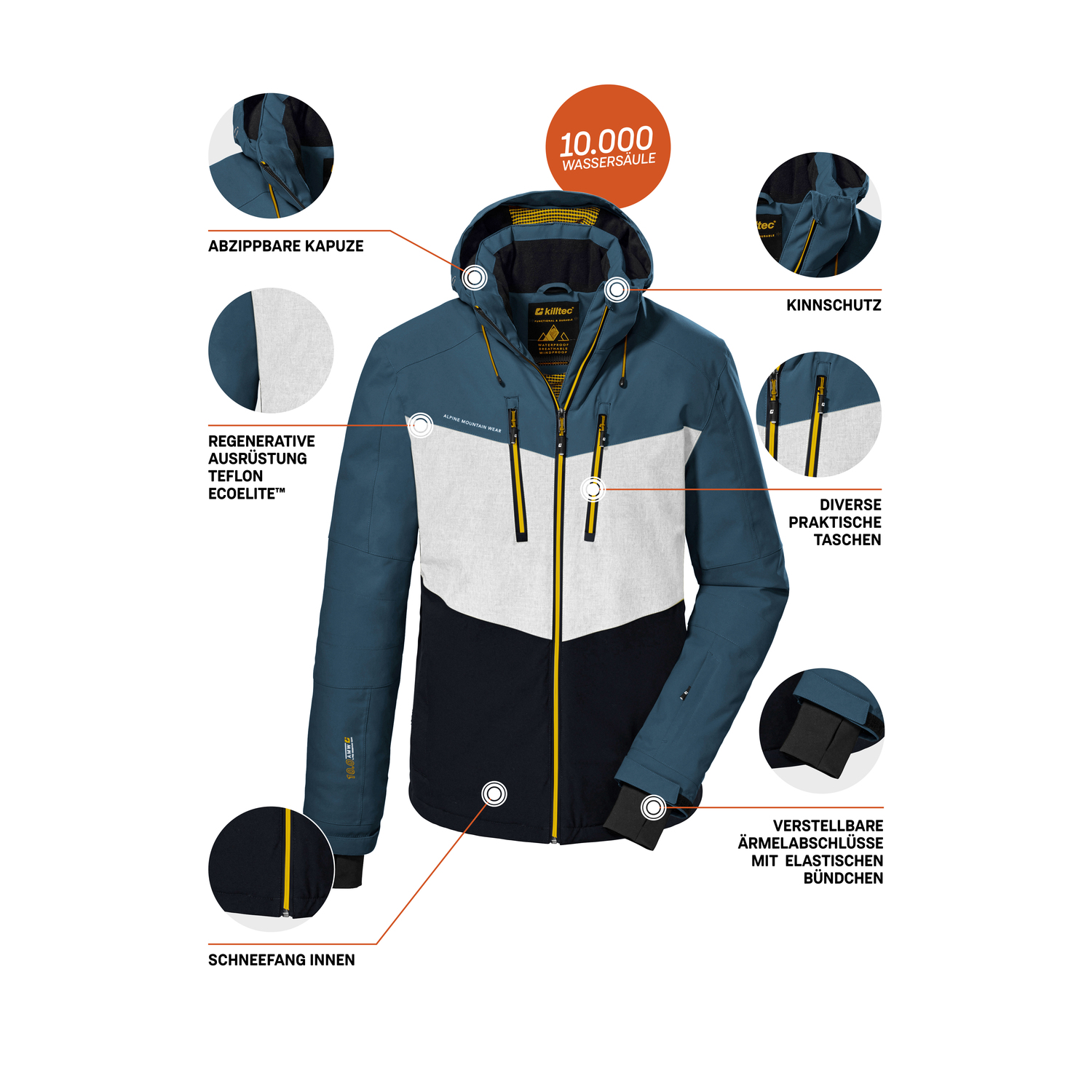 Herren killtec Blau KSW 45 MN SKI JCKT 00872 4XL Funktionsjacke