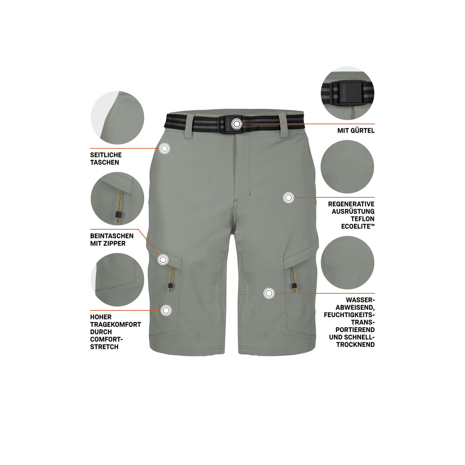 Herren killtec Oliv KOS 11 MN BRMDS 00762 60 Bermuda