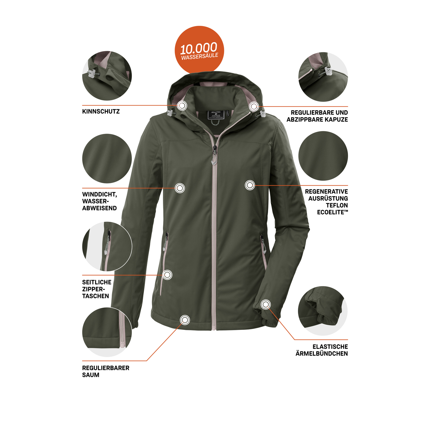 Damen killtec Grün KOS 69 WMN SFTSHLL JCKT 00760 50 Funktionsjacke