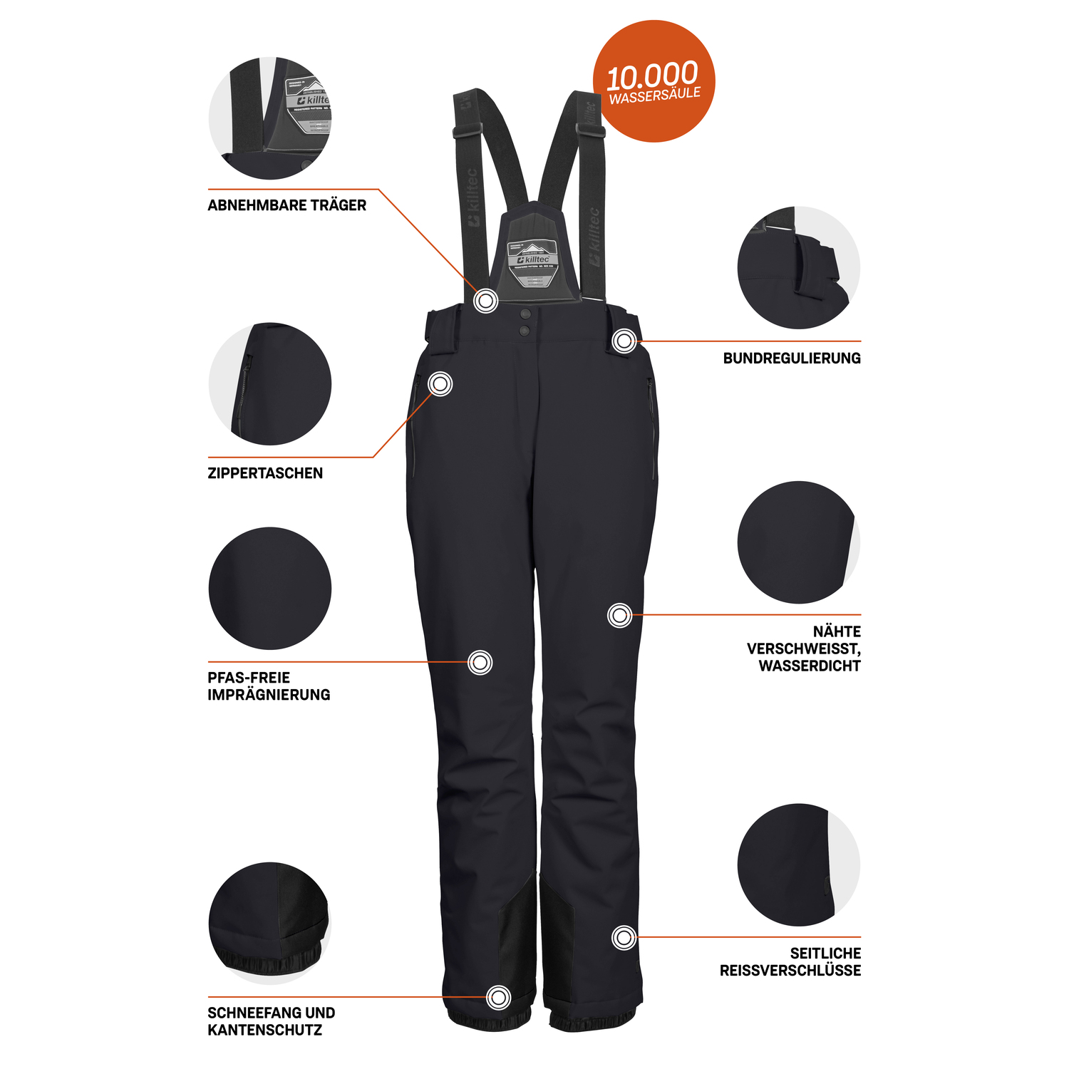 Damen killtec Schwarz KSW 249 WMN SKI PNTS_ERIELLE 00200 54 Latzhose