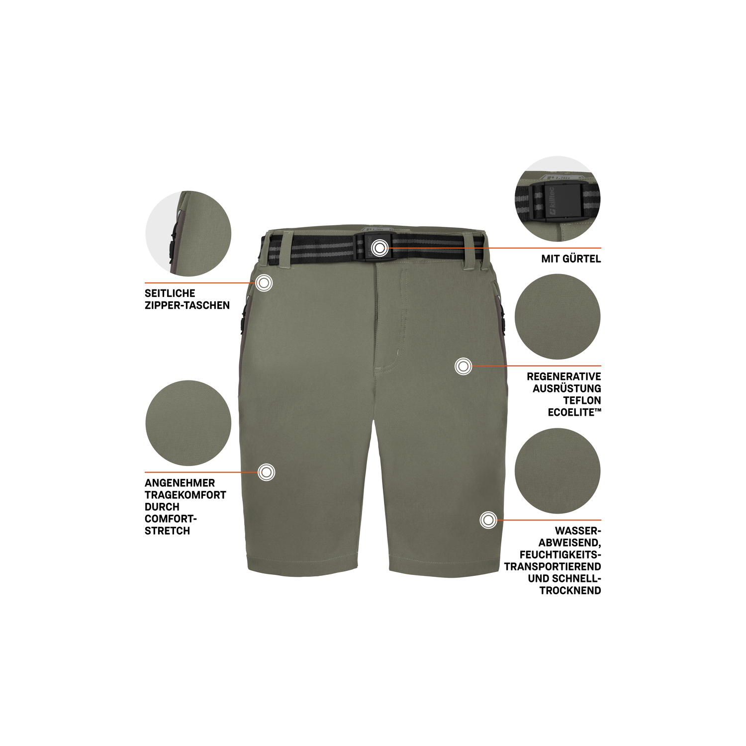 Herren killtec Oliv KOS 20 MN BRMDS Bermuda