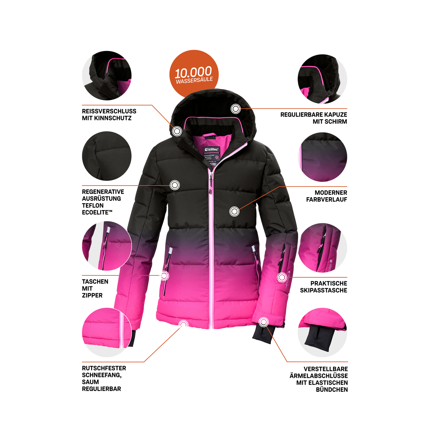 Kinder Mädchen killtec Pink KSW 330 GRLS SKI QLTD JCKT 00442 176 Funktionsjacke