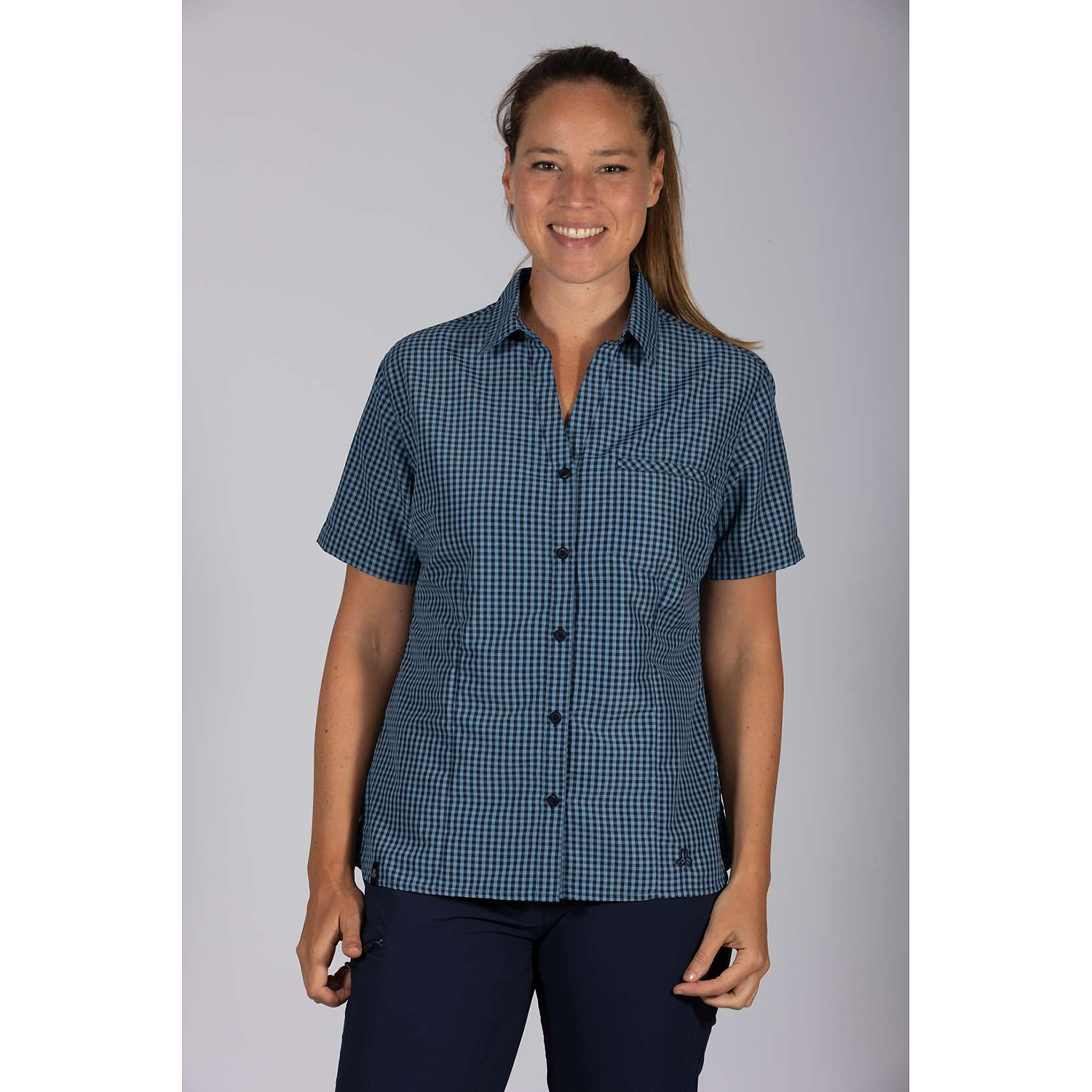 Damen Maul Sport Hellblau Sandnes XT - 1/2 Bluse kariert 79 52 Bluse