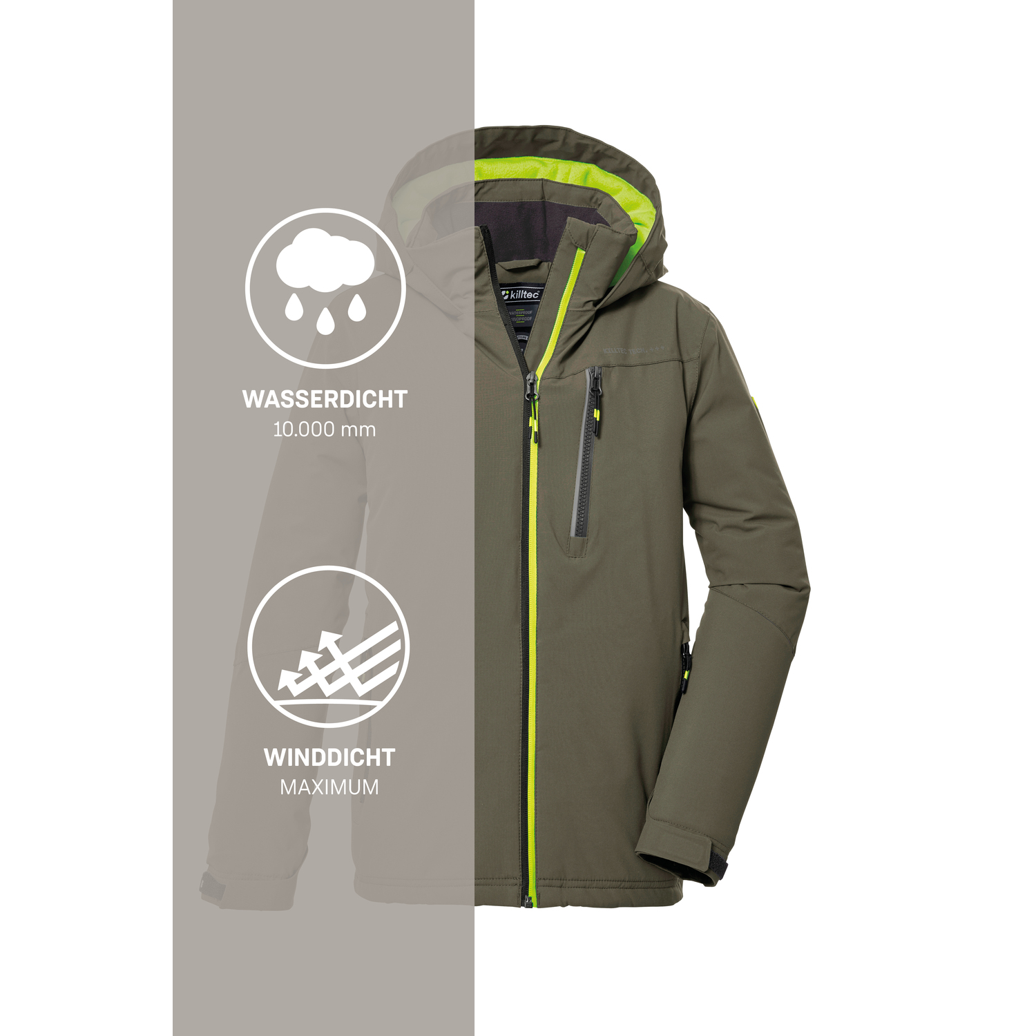 Jungen Kinder killtec Dunkeloliv KOW 159 BYS JCKT 00756 176 Funktionsjacke
