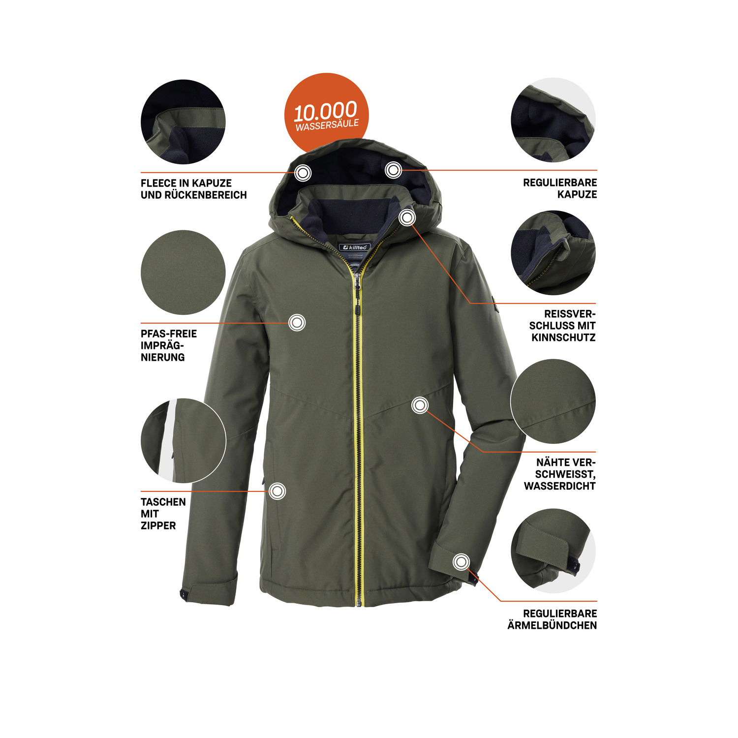Kinder killtec Dunkeloliv KOW 221 BYS JCKT Funktionsjacke