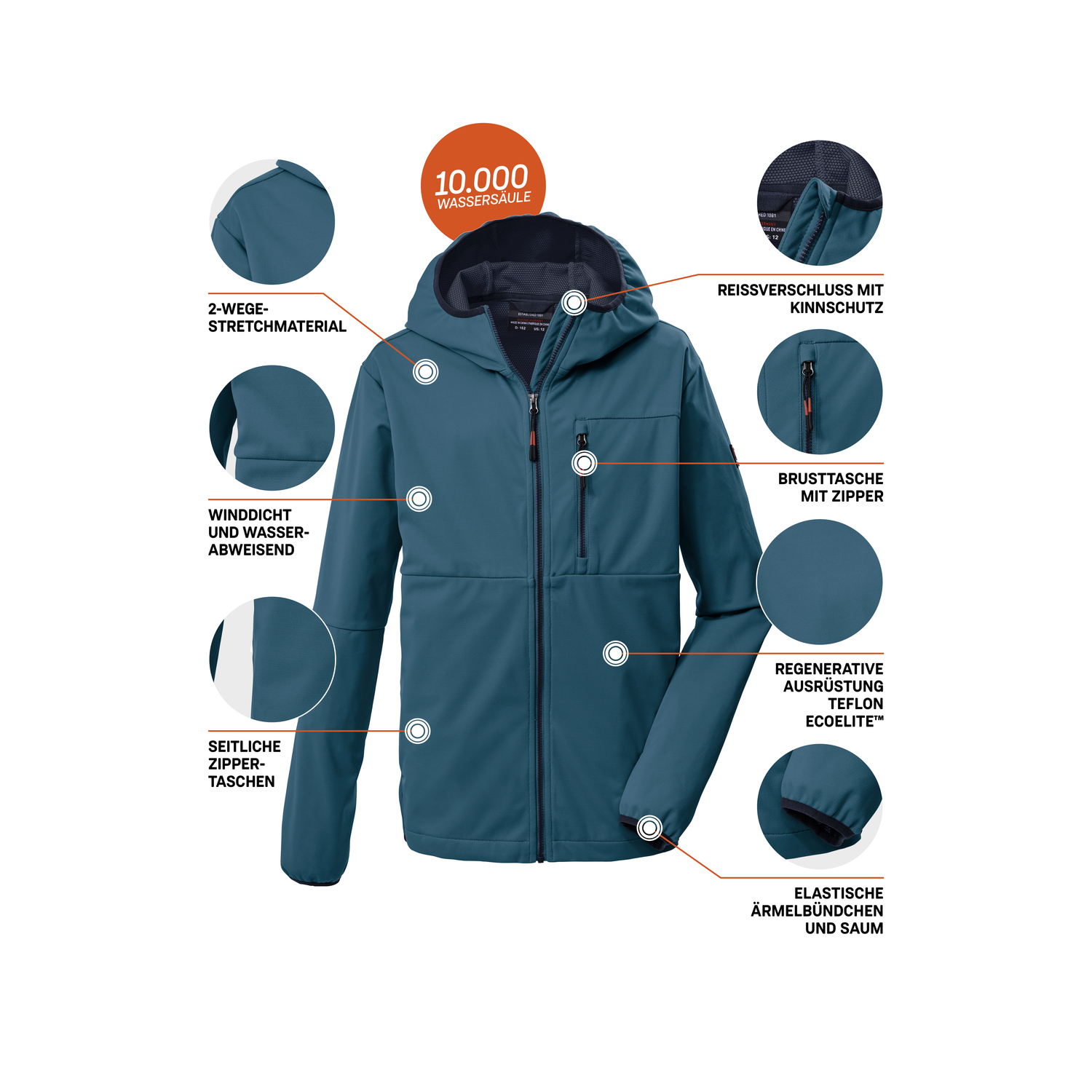 Kinder killtec Blau KOS 124 BYS SFTSHLL JCKT 00839 176 Funktionsjacke