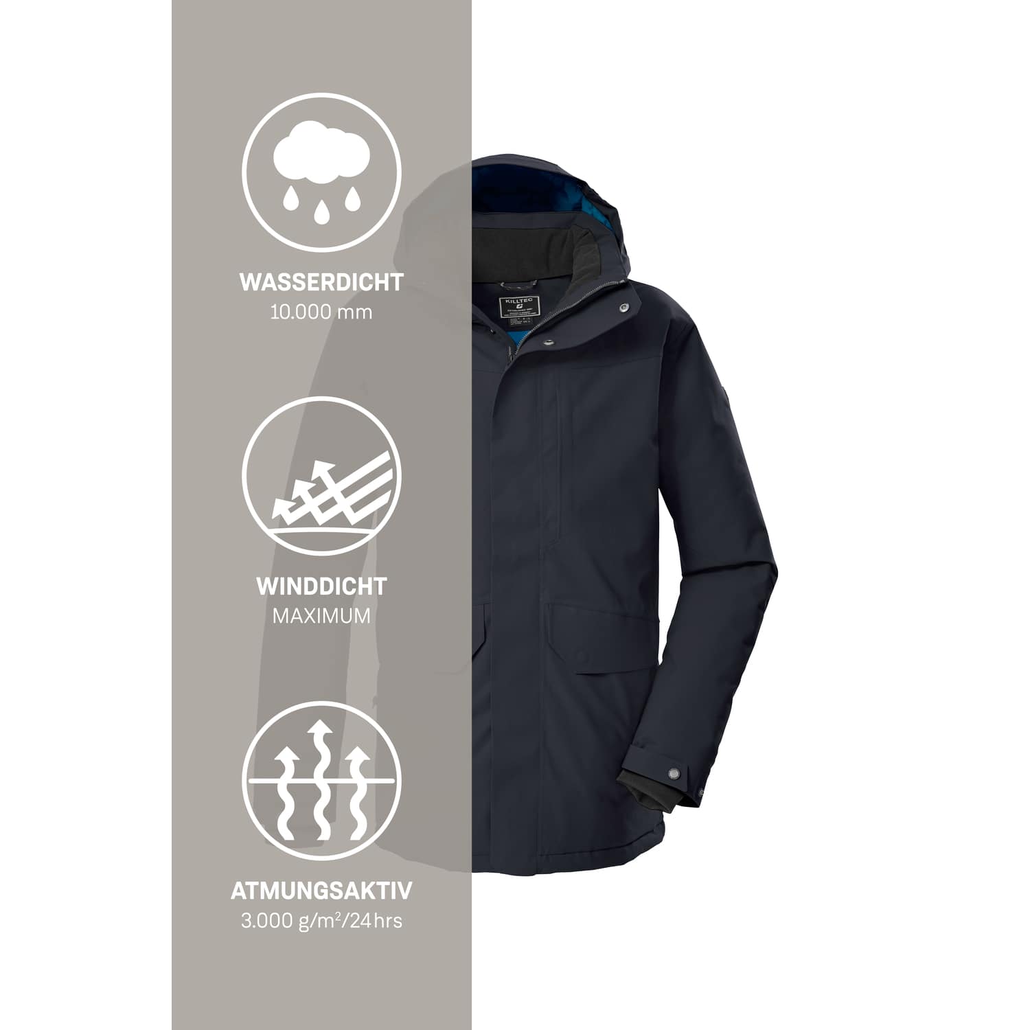 Herren killtec Schwarz KOW 85 MN PRK Mantel
