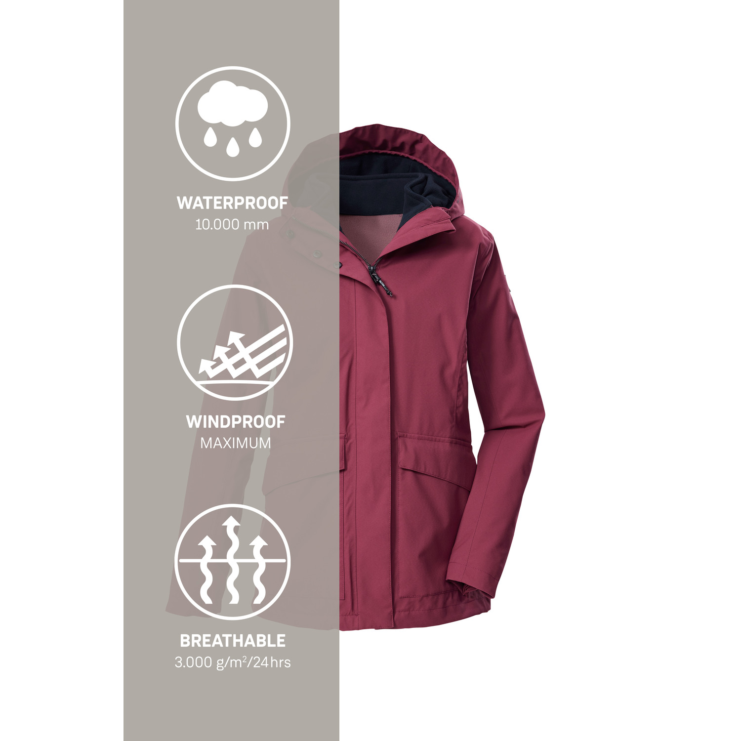 Damen killtec killtec Pflaume KOW 189 WMN JCKT 00458 50 Doppeljacke
