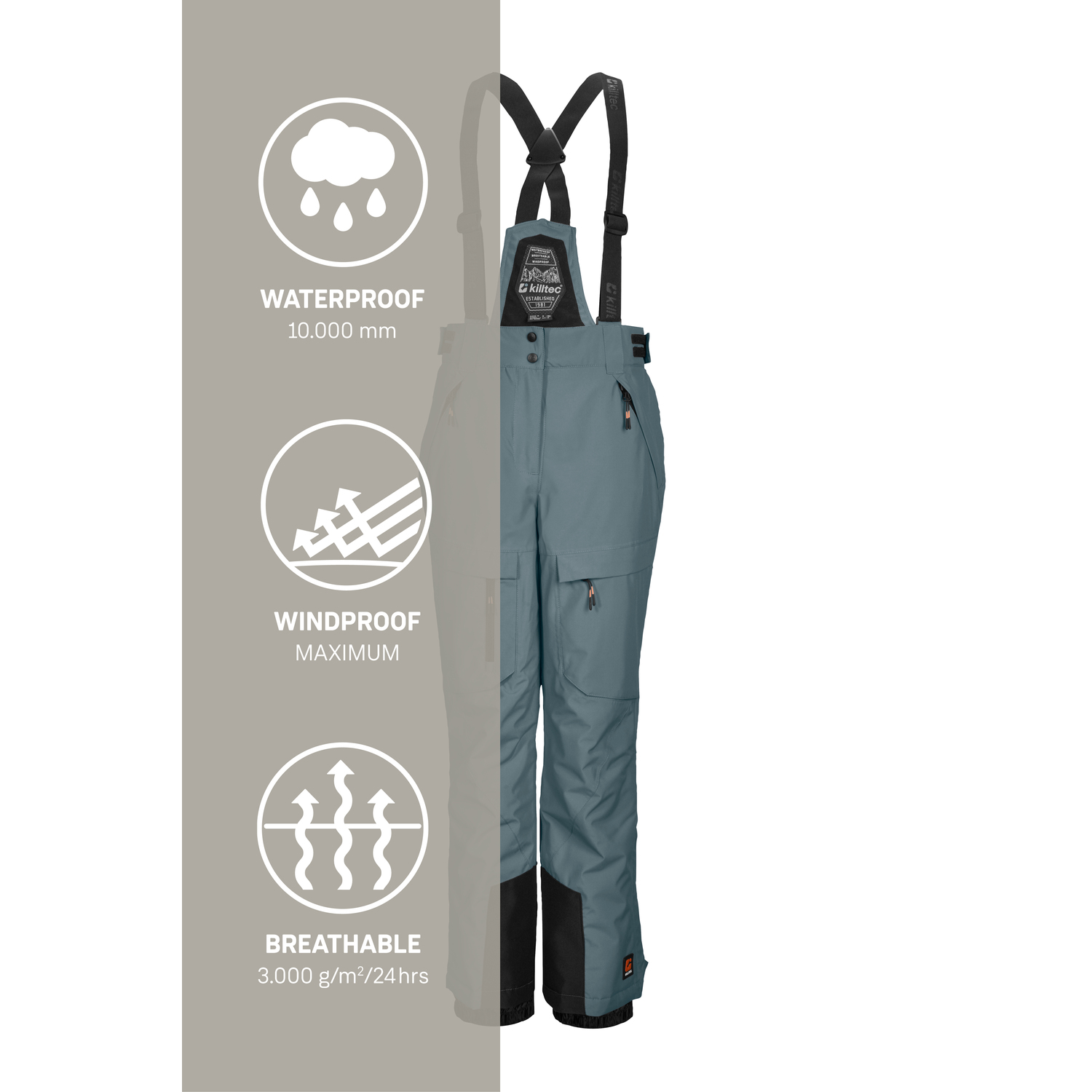 Kinder killtec Rauchblau KSW 204 BYS SKI PNTS Latzhose